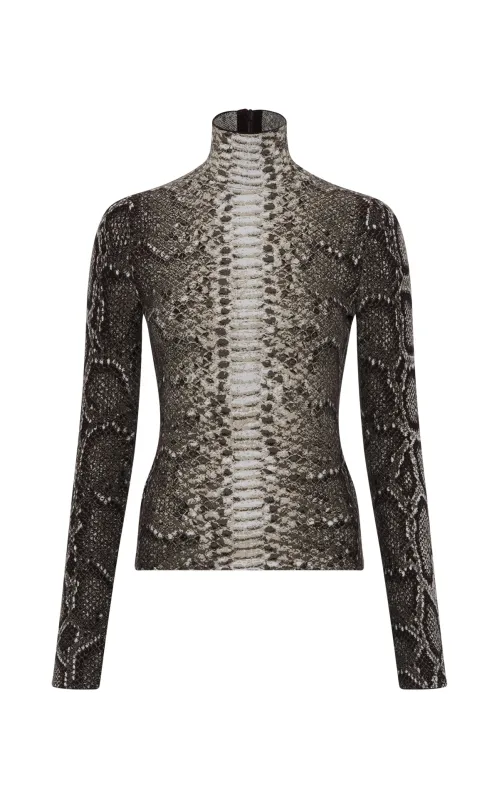 Beda Turtle Neck in Greyscale Cashmere Silk sold by Gabriela Hearst