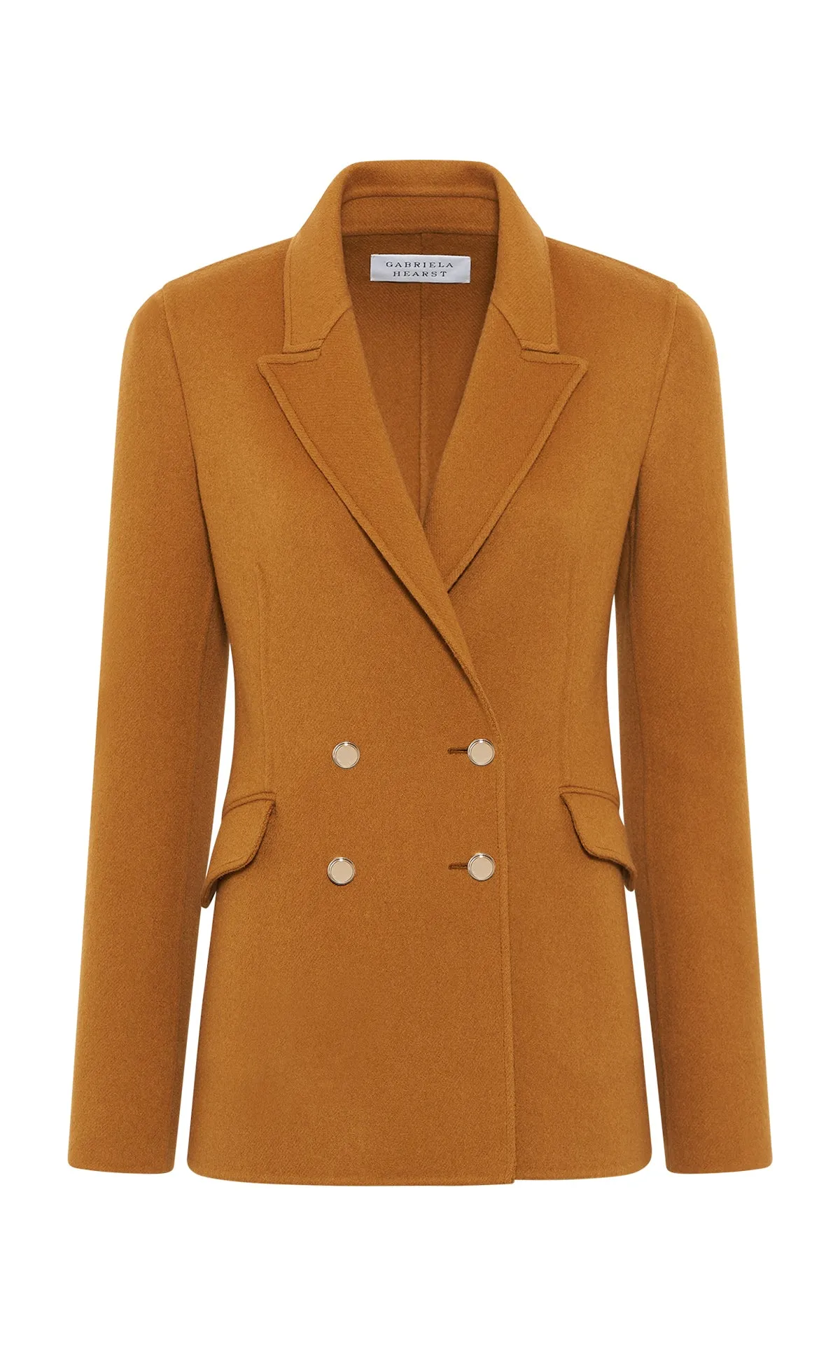 Lloyd Knit Blazer in Yellow Ochre Double-Face Recycled Cashmere sold by Gabriela Hearst