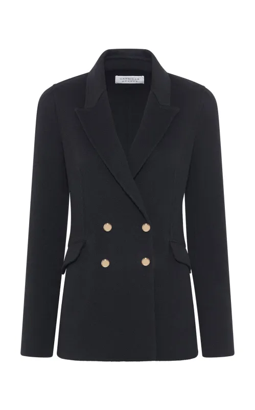 Lloyd Knit Blazer in Black Double-Face Recycled Cashmere sold by Gabriela Hearst
