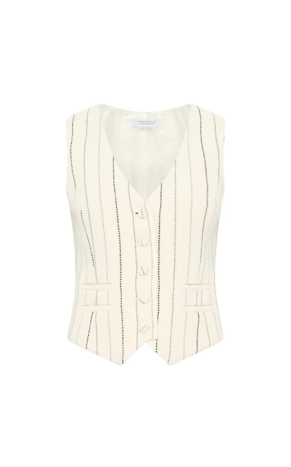 Coleridge Vest in Ivory Multi Wool Cashmere sold by Gabriela Hearst
