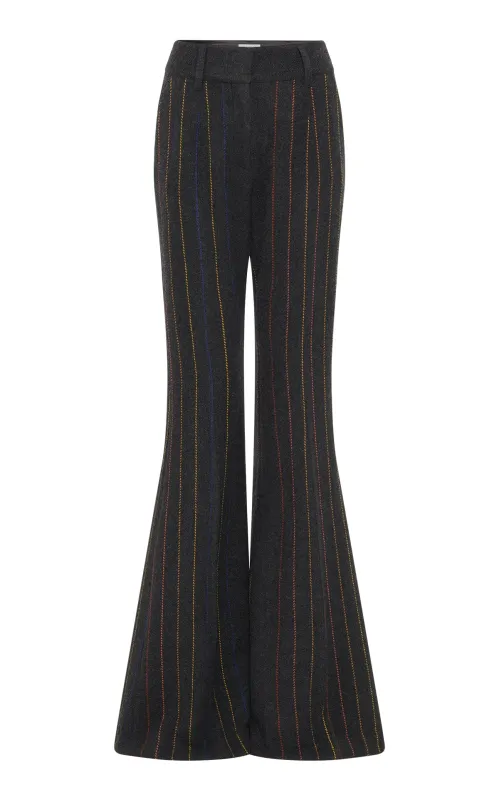 Rhein Flare Pant in Charcoal Multi Pinstripe Wool Cashmere made by Gabriela Hearst