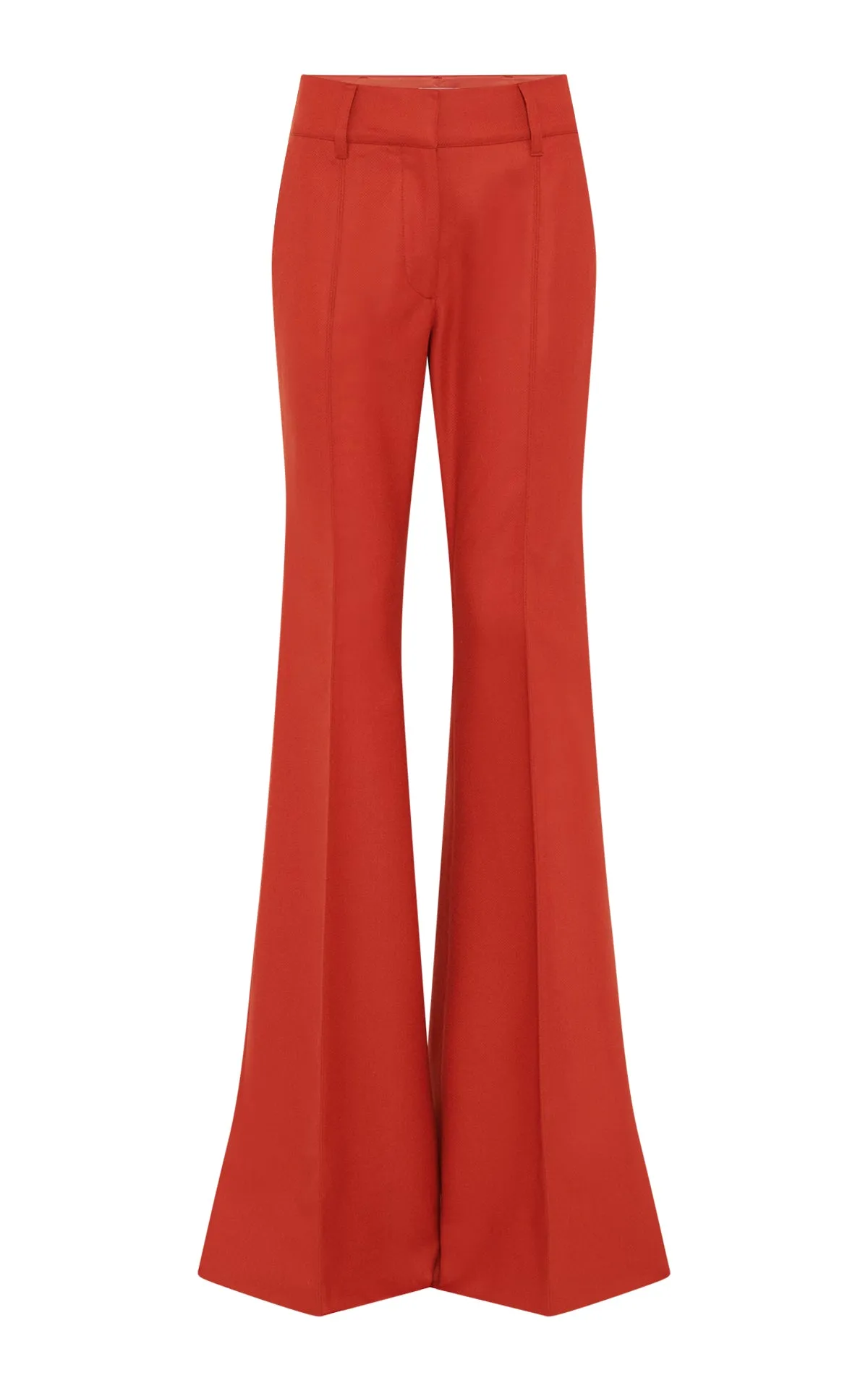 Rhein Flare Pant in Antelope Orange Wool Cashmere Flannel sold by Gabriela Hearst