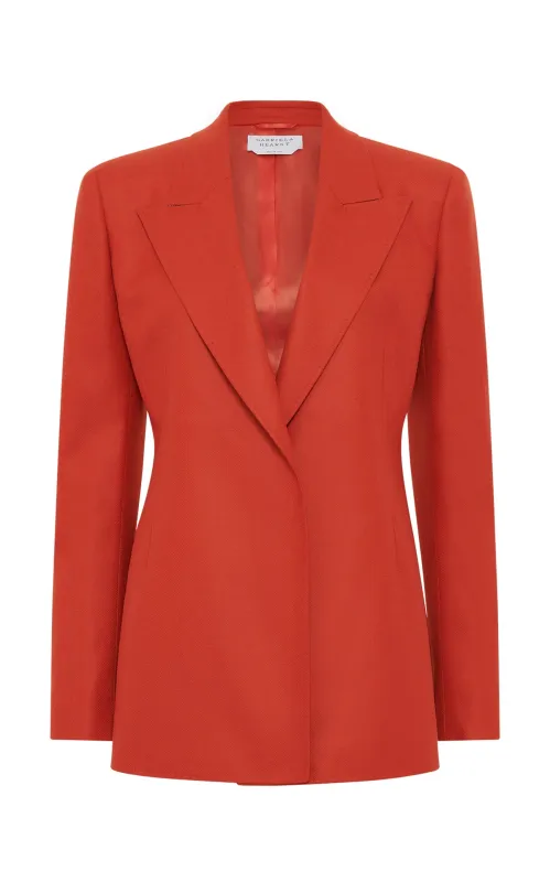 Mairi Blazer in Antelope Orange Wool Cashmere Flannel sold by Gabriela Hearst
