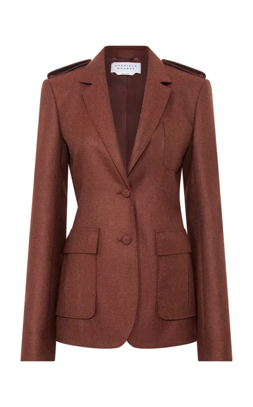 Louisa Blazer in Burnt Sienna Wool Cashmere sold by Gabriela Hearst