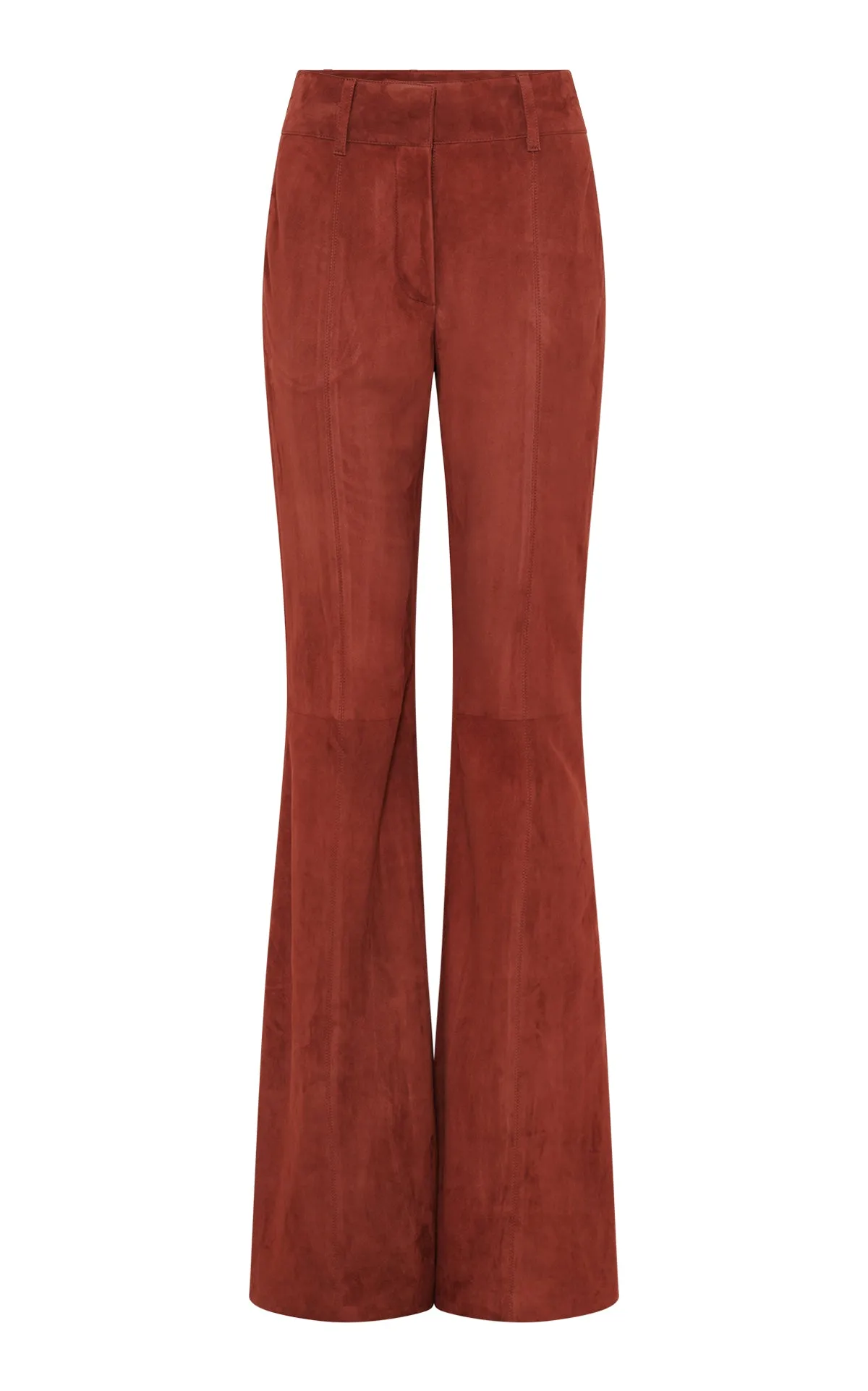 Rhein Flare Pant in Burnt Sienna Suede sold by Gabriela Hearst