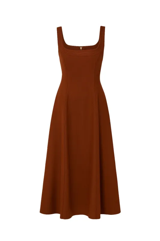 Adaline Midi Dress in Cognac Soft Wool sold by Gabriela Hearst