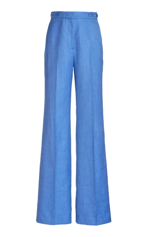 Vesta Pant in Sapphire Virgin Wool and Silk Linen sold by Gabriela Hearst