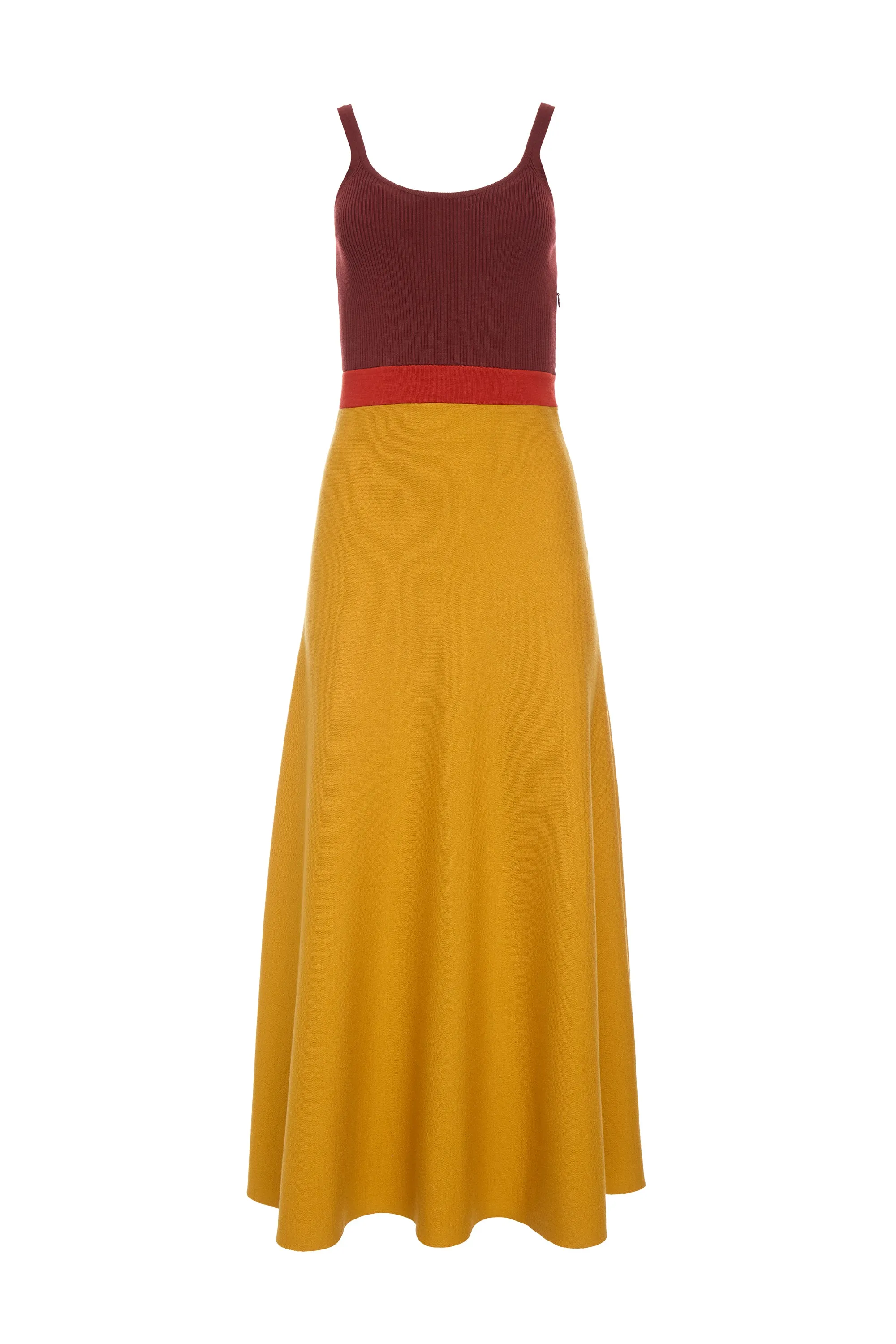 Flaminius Knit Midi Dress in Golden Birch Merino Wool sold by Gabriela Hearst