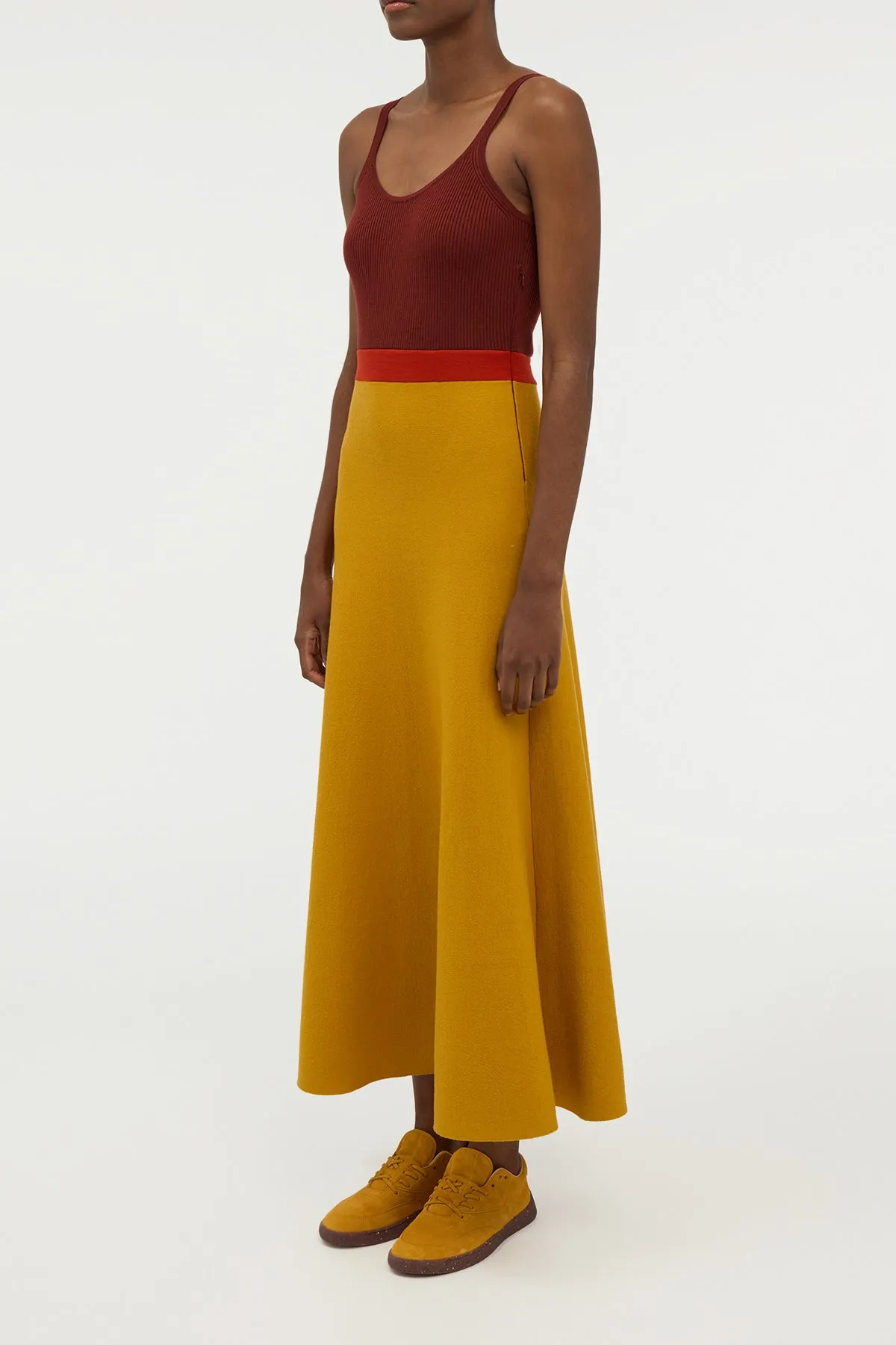 Flaminius Knit Midi Dress in Golden Birch Merino Wool sold by Gabriela Hearst product image thumbnail 4
