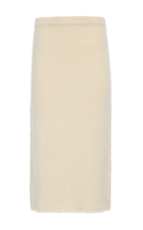 Dorcas Knit Midi Skirt in Ivory Cashmere sold by Gabriela Hearst