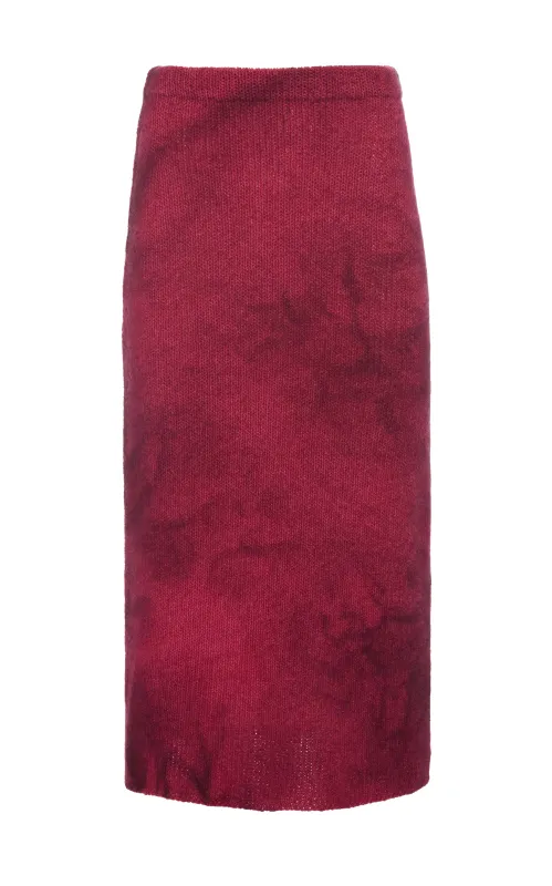 Dorcas Knit Midi Skirt in Bordeaux Cashmere sold by Gabriela Hearst