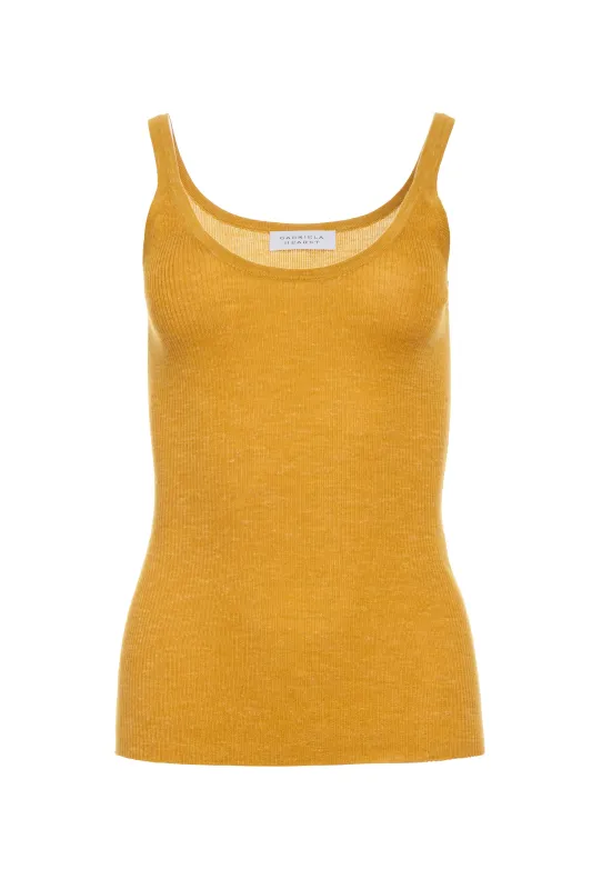 Cinxia Knit Tank Top in Golden Birch Cashmere Silk with Hemp sold by Gabriela Hearst