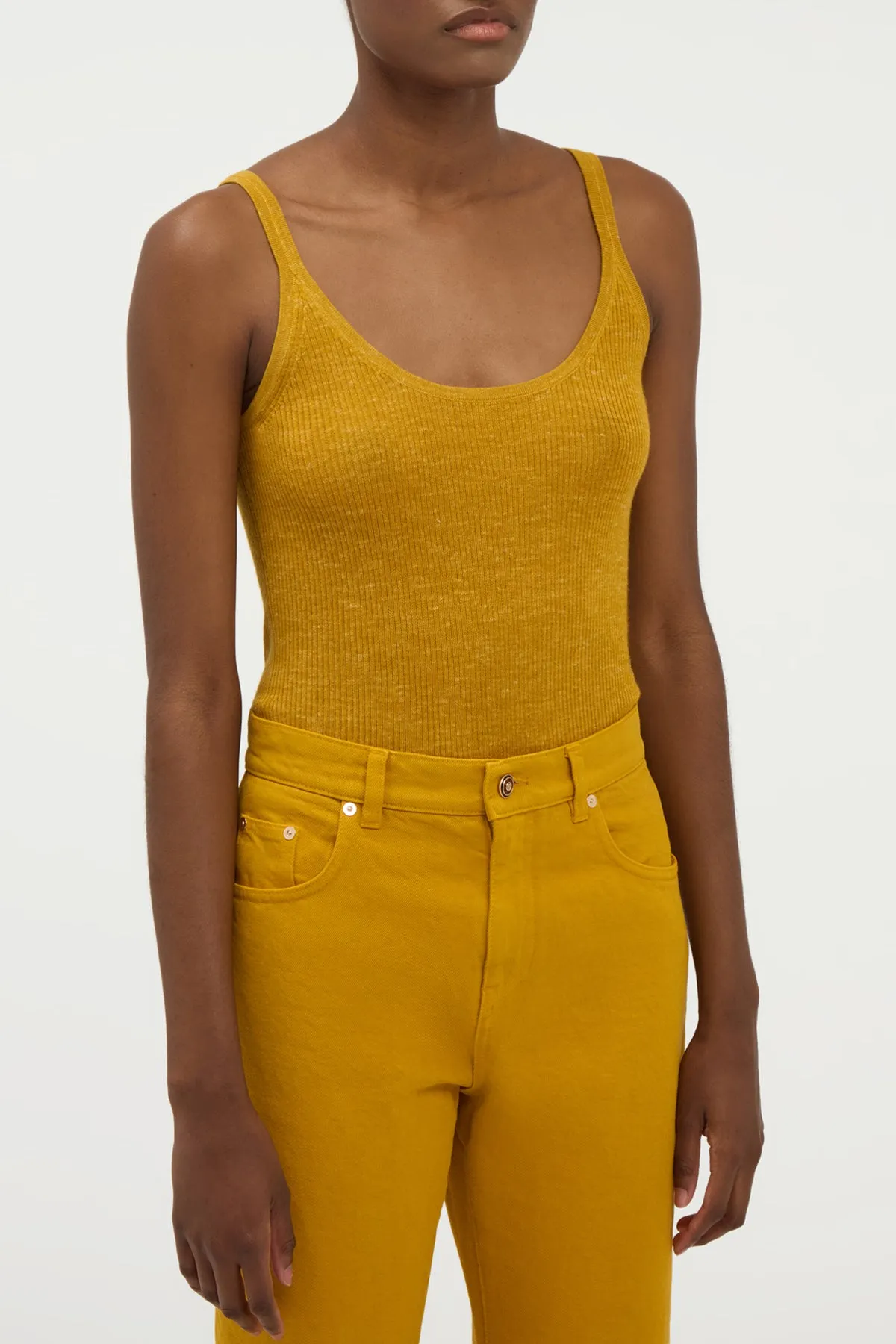 Cinxia Knit Tank Top in Golden Birch Cashmere Silk with Hemp sold by Gabriela Hearst product image thumbnail 5