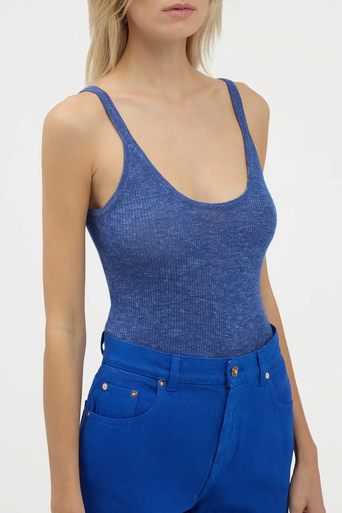 Cinxia Knit Tank Top in Cobalt Cashmere Silk with Hemp sold by Gabriela Hearst product image thumbnail 5