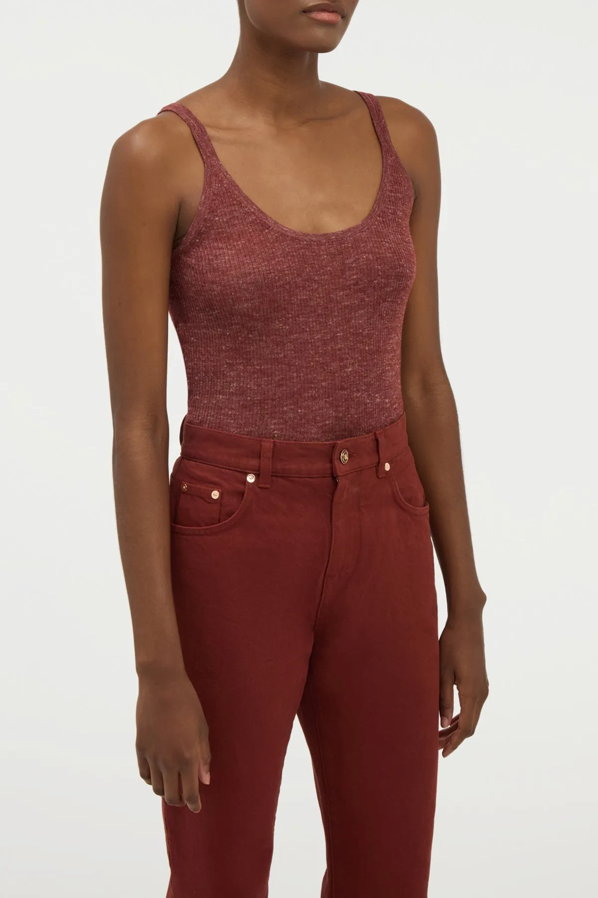 Cinxia Knit Tank Top in Burnt Sienna Cashmere Silk with Hemp sold by Gabriela Hearst product image thumbnail 5