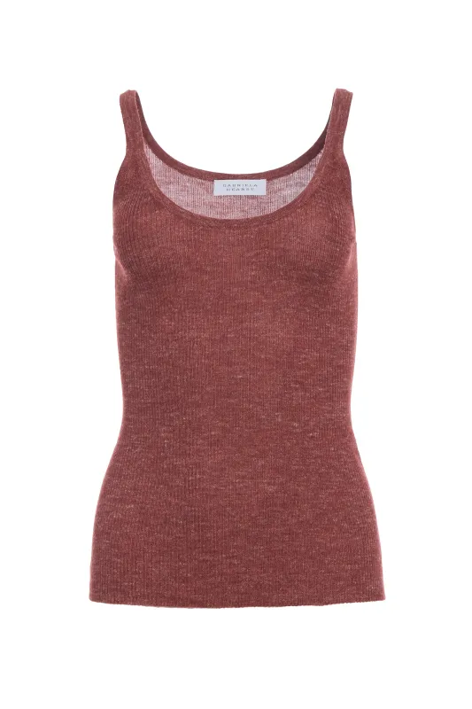 Cinxia Knit Tank Top in Burnt Sienna Cashmere Silk with Hemp sold by Gabriela Hearst