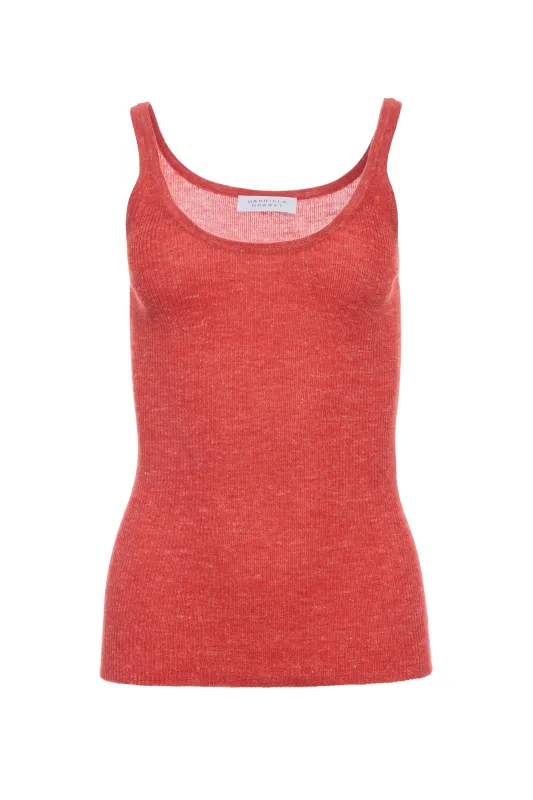 Cinxia Knit Tank Top in Antelope Orange Cashmere Silk with Hemp sold by Gabriela Hearst