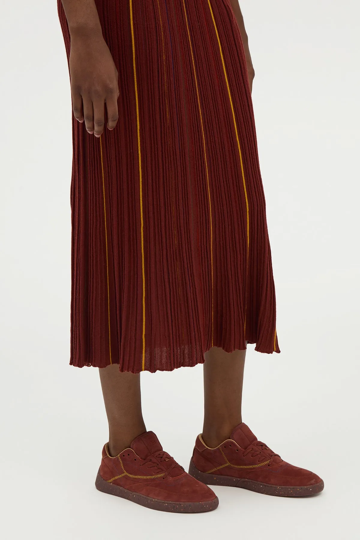 Celeano Pinstripe Knit Midi Skirt Burnt Sienna Merino Wool sold by Gabriela Hearst product image thumbnail 5