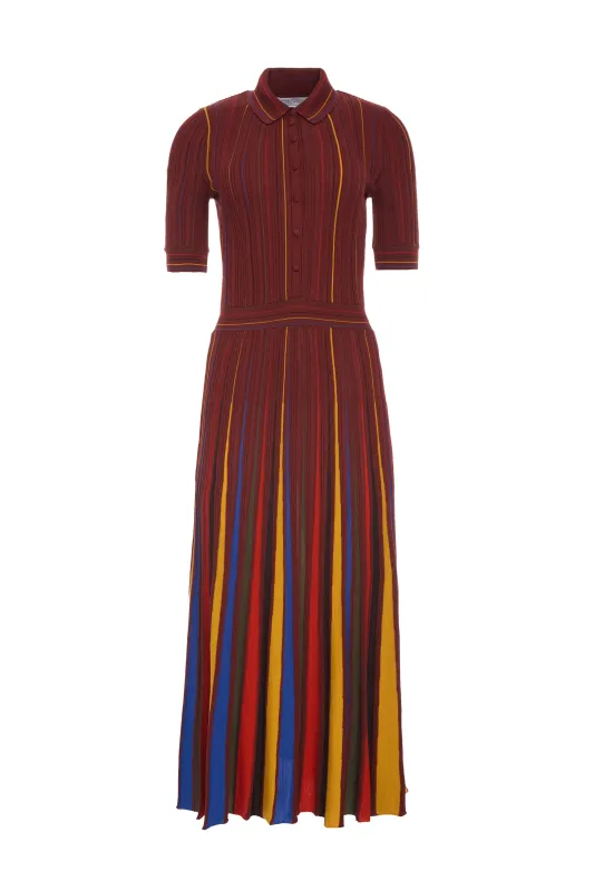 Calypso Pinstripe Knit Midi Dress Burnt Sienna Merino Wool made by Gabriela Hearst