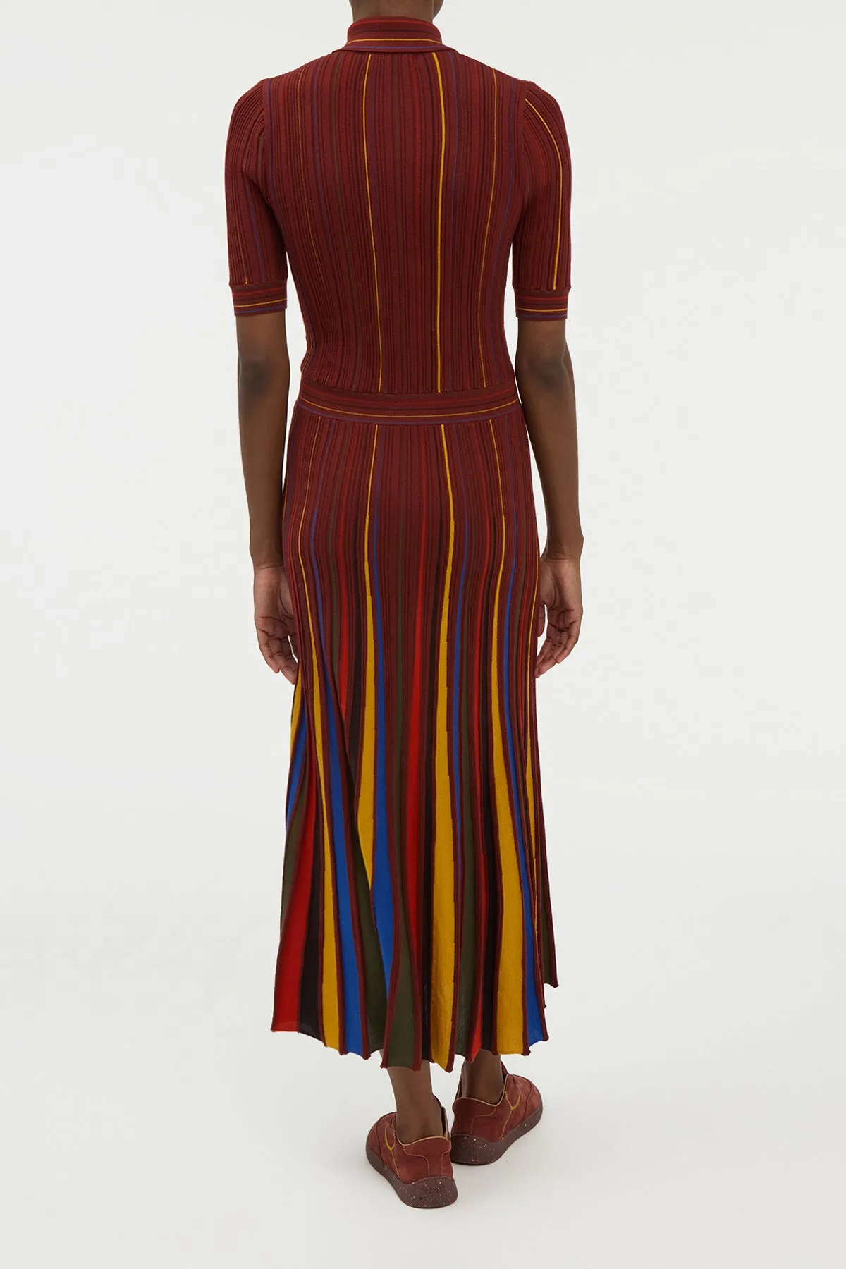 Calypso Pinstripe Knit Midi Dress Burnt Sienna Merino Wool sold by Gabriela Hearst product image thumbnail 5