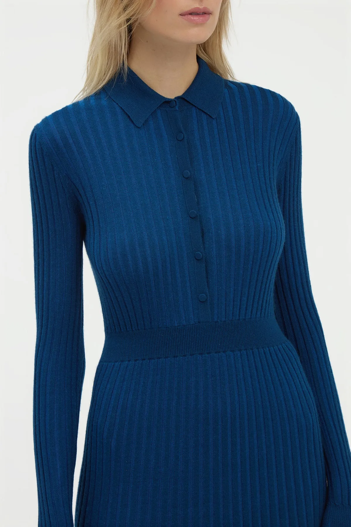 Ardor Knit Maxi Dress in Washed Denim Cashmere Silk sold by Gabriela Hearst product image thumbnail 4