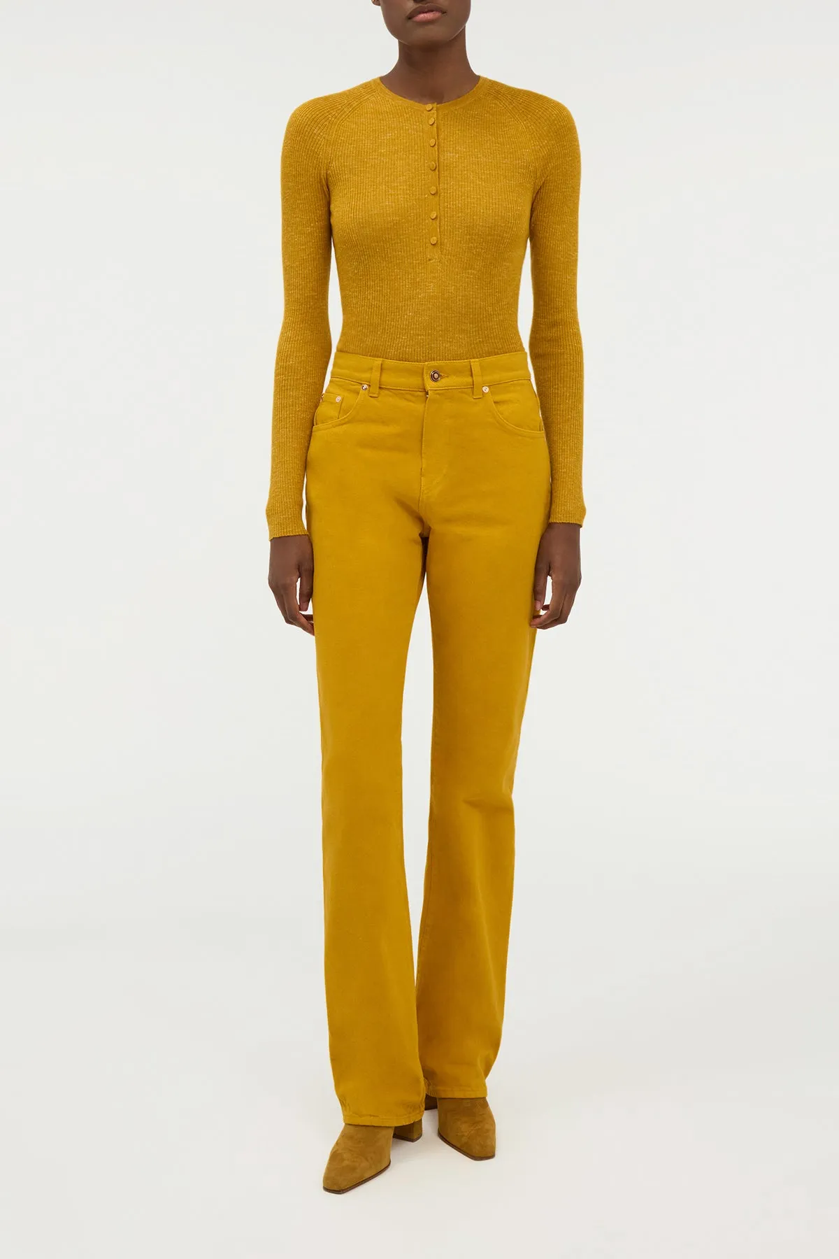 Anges Knit Henley in Golden Birch Cashmere Silk with Hemp sold by Gabriela Hearst product image thumbnail 2