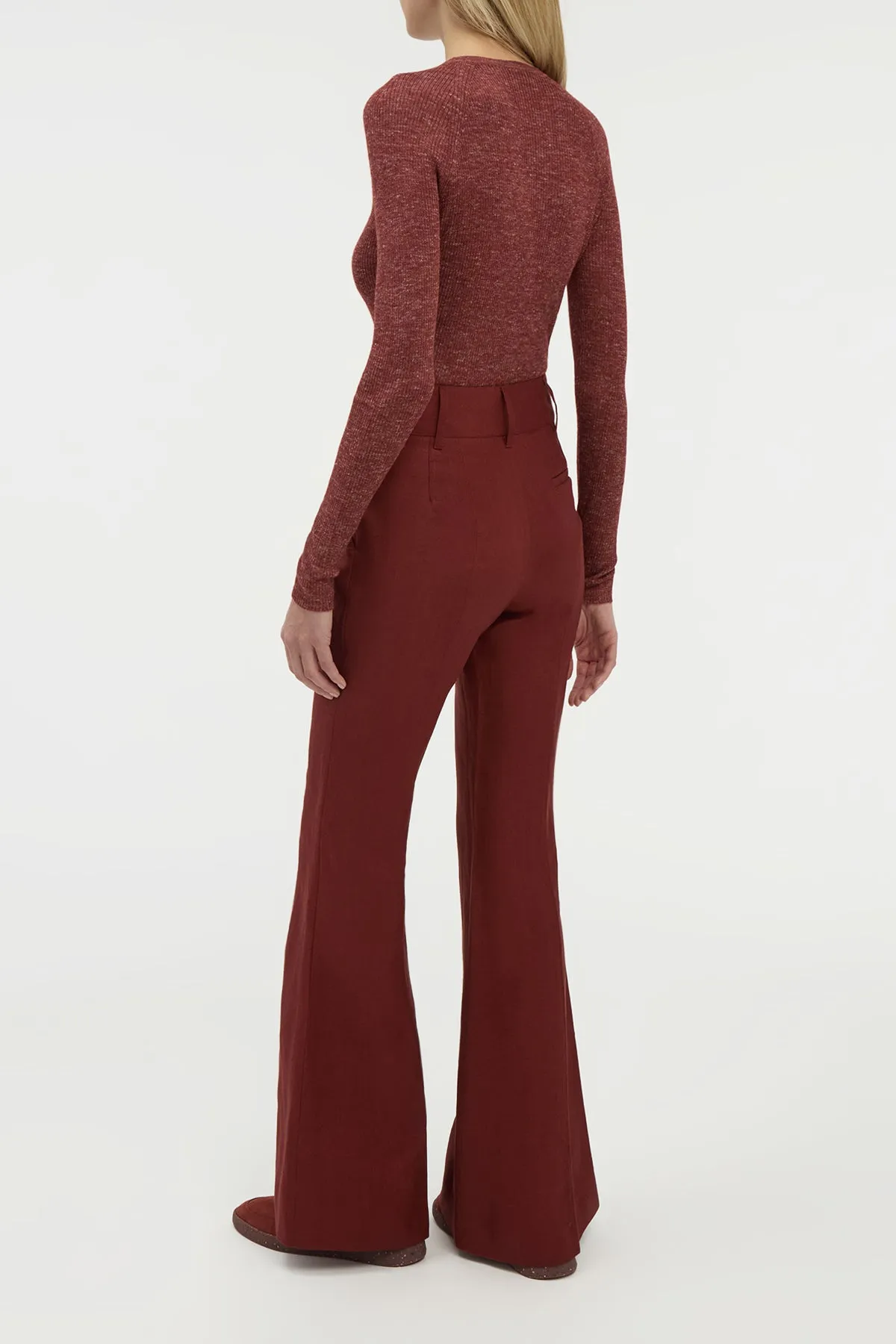 Anges Knit Henley in Burnt Sienna Cashmere Silk with Hemp sold by Gabriela Hearst product image thumbnail 4
