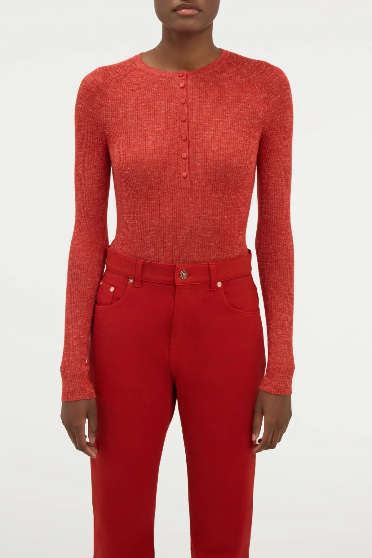 Anges Knit Henley in Antelope Orange Cashmere Silk with Hemp sold by Gabriela Hearst product image thumbnail 5