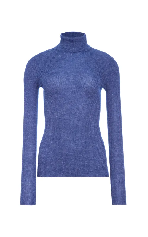 Aldona Knit Turtleneck in Cobalt Cashmere Silk with Hemp sold by Gabriela Hearst