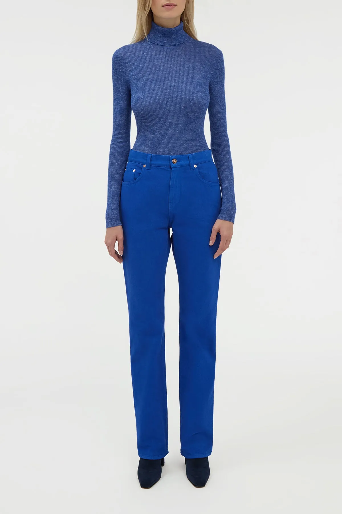 Aldona Knit Turtleneck in Cobalt Cashmere Silk with Hemp sold by Gabriela Hearst product image thumbnail 2
