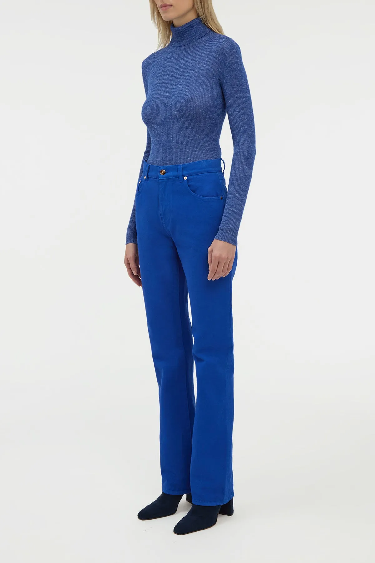 Aldona Knit Turtleneck in Cobalt Cashmere Silk with Hemp sold by Gabriela Hearst product image thumbnail 3