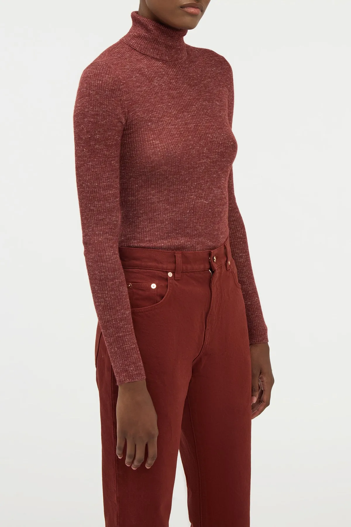 Aldona Knit Turtleneck in Burnt Sienna Cashmere Silk with Hemp sold by Gabriela Hearst product image thumbnail 5