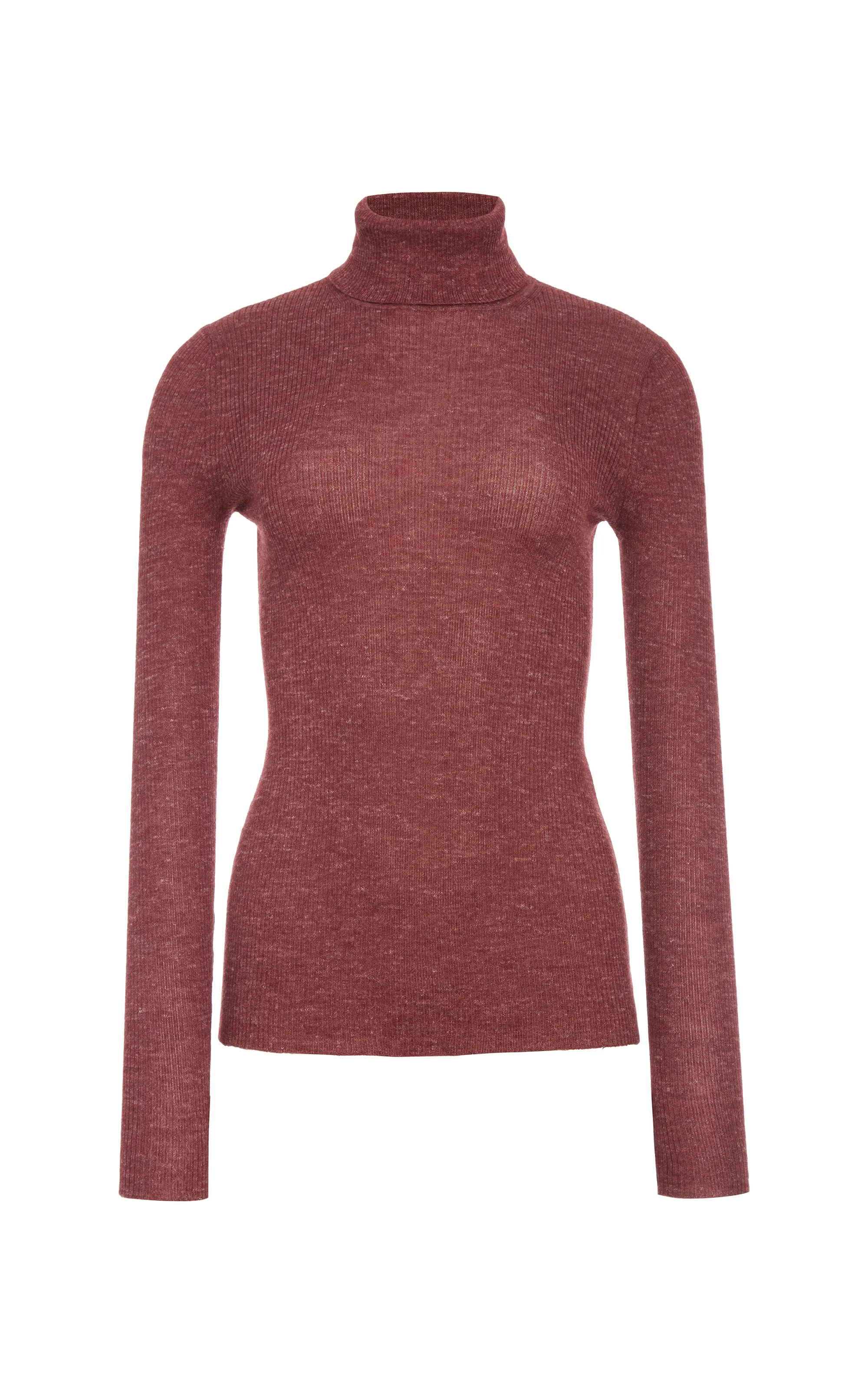 Aldona Knit Turtleneck in Burnt Sienna Cashmere Silk with Hemp sold by Gabriela Hearst