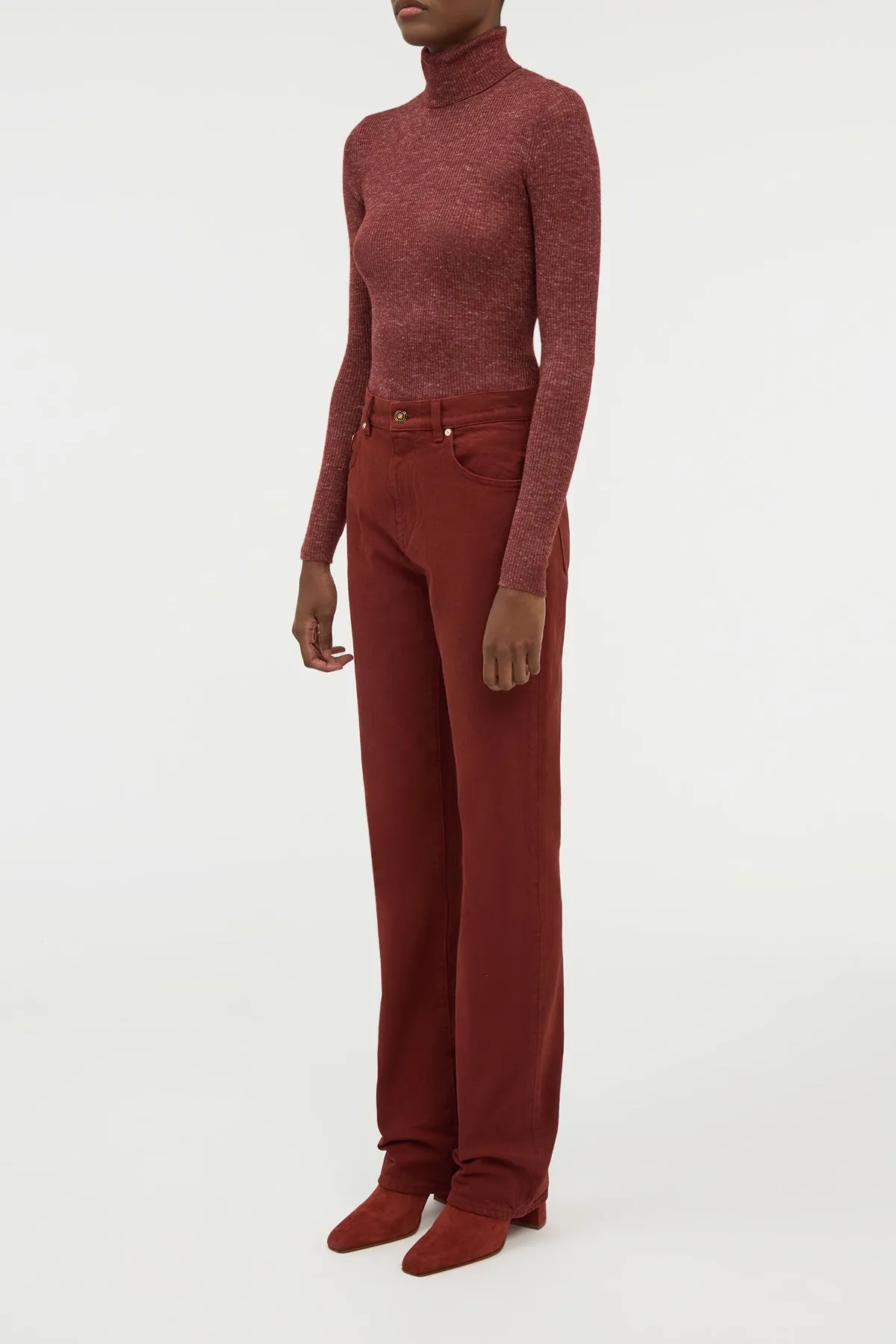 Aldona Knit Turtleneck in Burnt Sienna Cashmere Silk with Hemp sold by Gabriela Hearst product image thumbnail 3