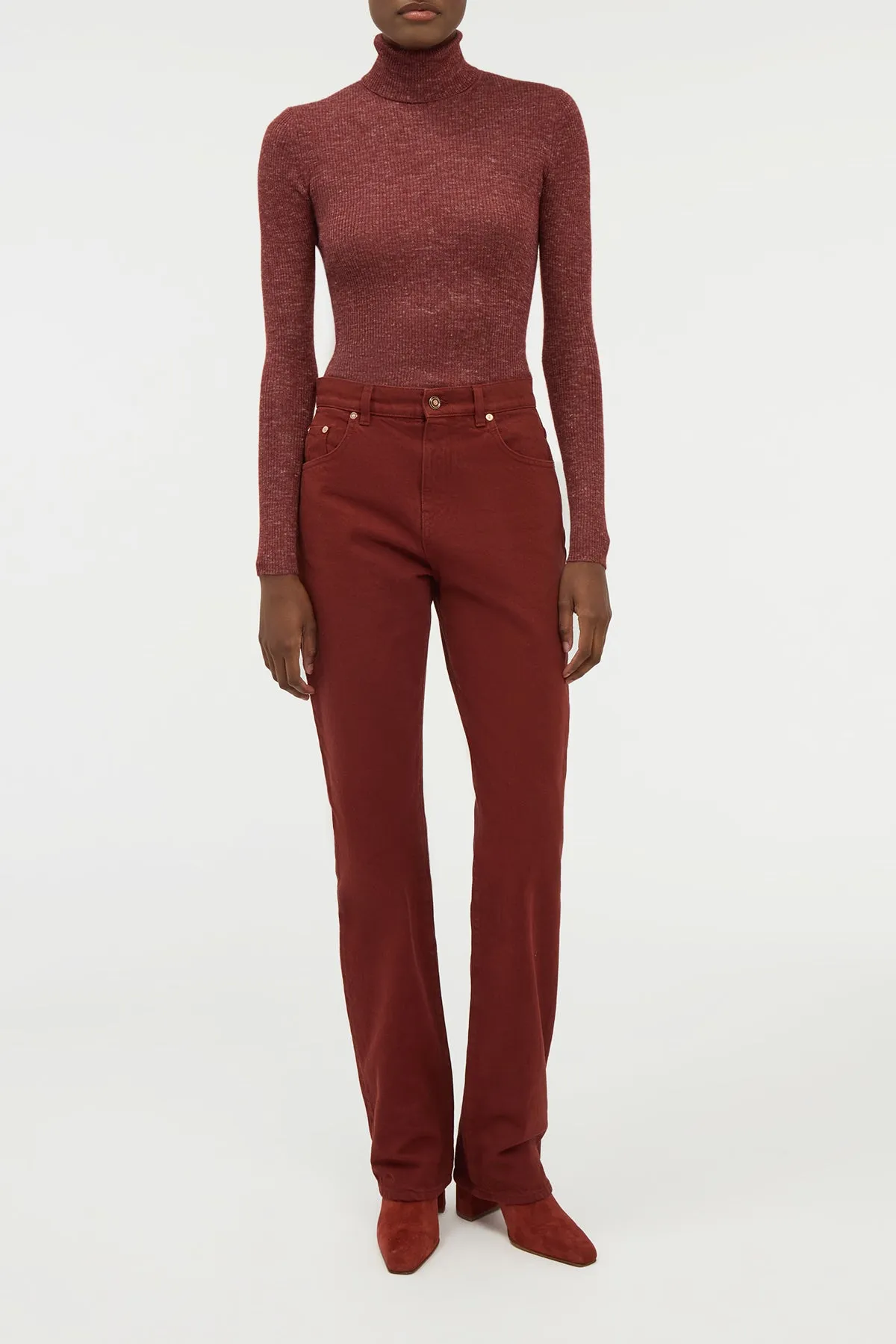 Aldona Knit Turtleneck in Burnt Sienna Cashmere Silk with Hemp sold by Gabriela Hearst product image thumbnail 2