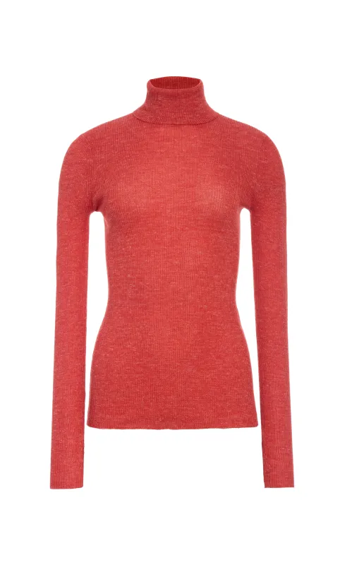 Aldona Knit Turtleneck in Antelope Orange Cashmere Silk with Hemp sold by Gabriela Hearst