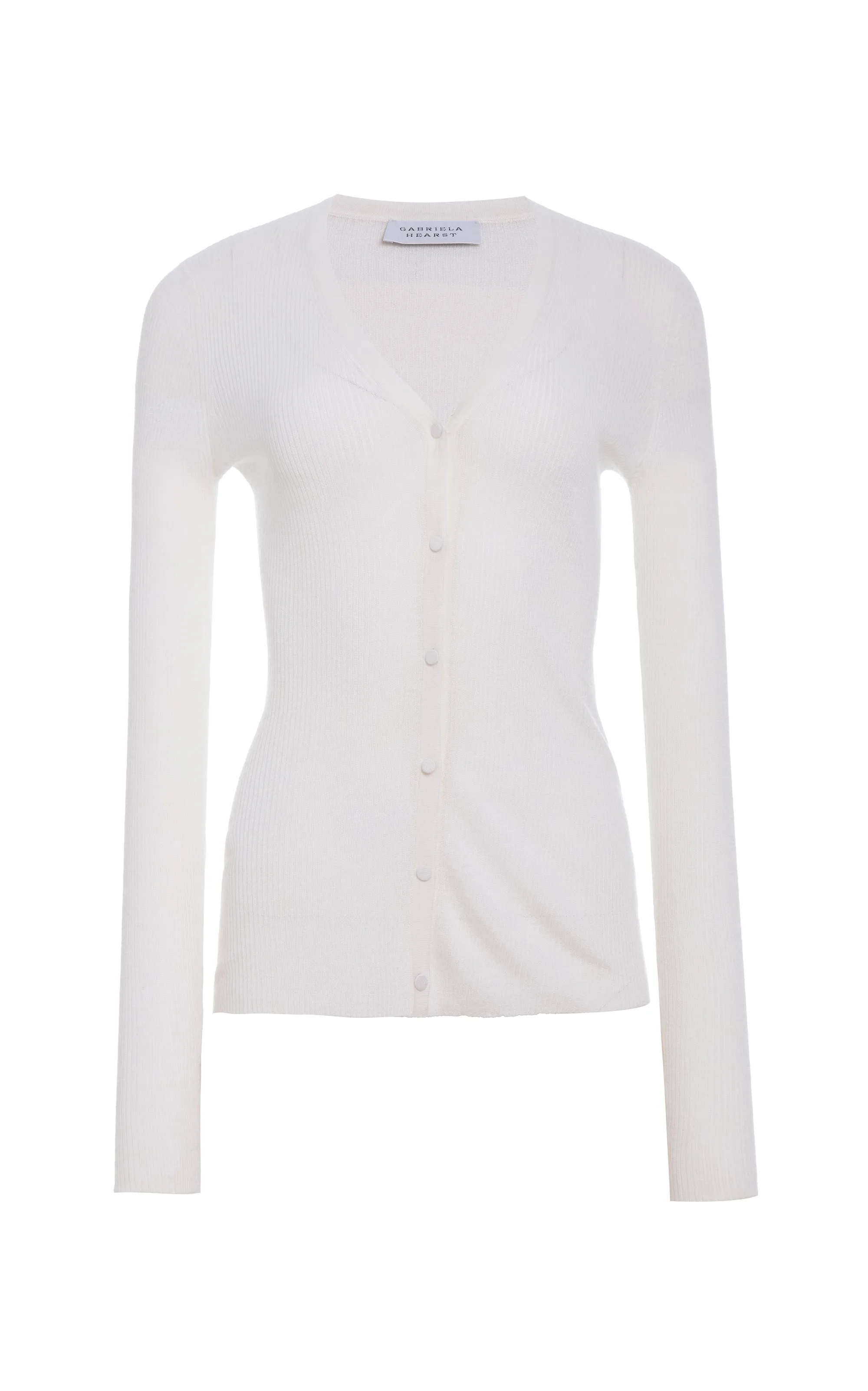 Aiste Knit Cardigan in Ivory Cashmere Silk with Hemp sold by Gabriela Hearst