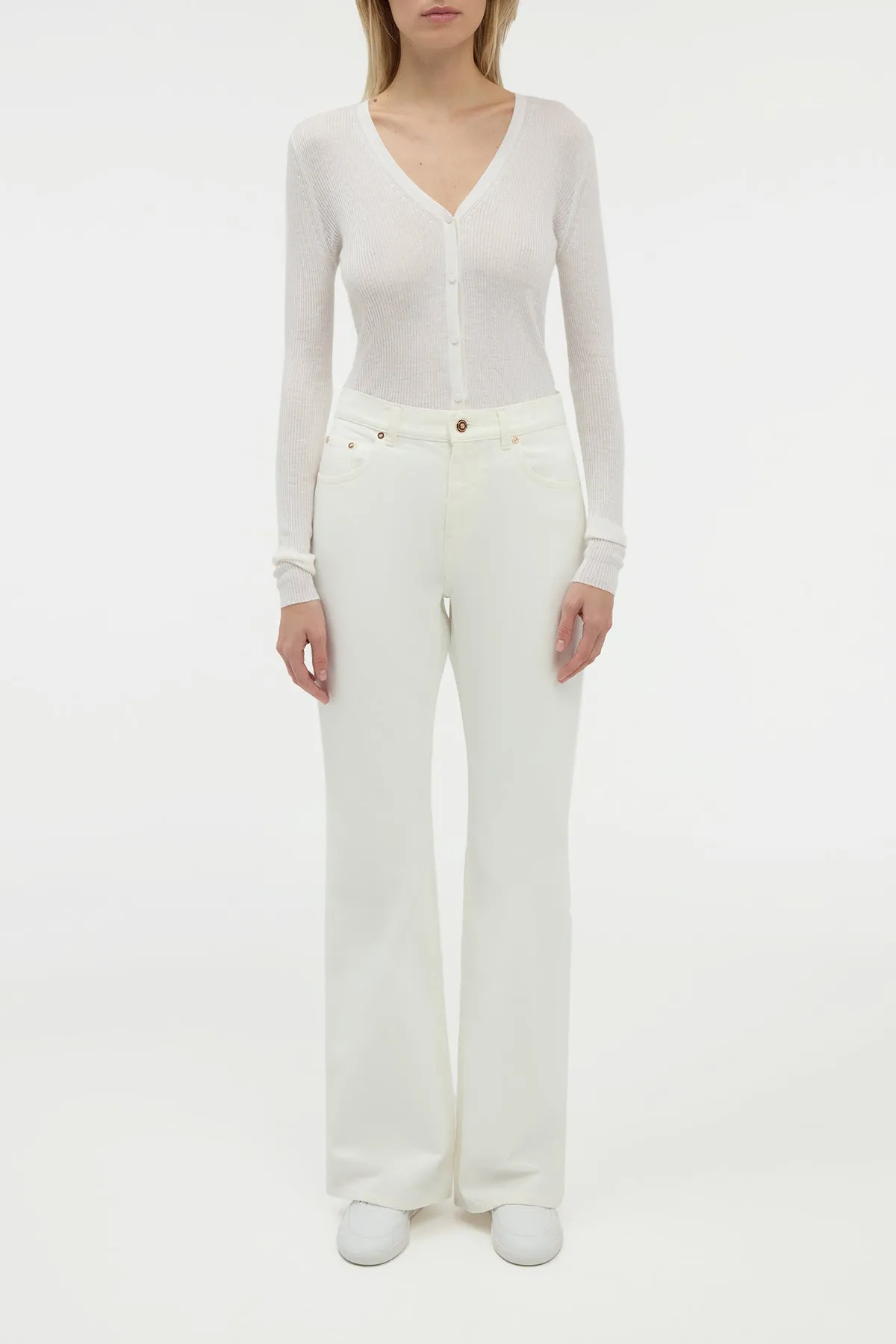 Aiste Knit Cardigan in Ivory Cashmere Silk with Hemp sold by Gabriela Hearst product image thumbnail 2