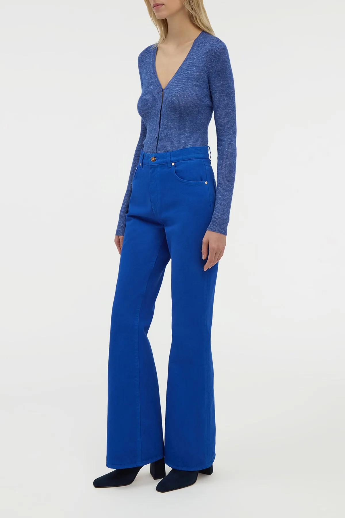 Aiste Knit Cardigan in Cobalt Cashmere Silk with Hemp sold by Gabriela Hearst product image thumbnail 3