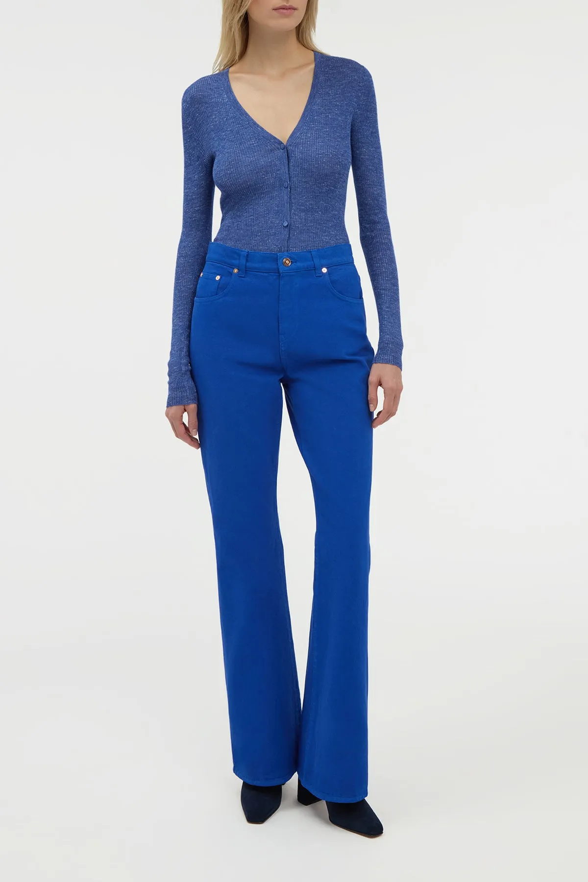 Aiste Knit Cardigan in Cobalt Cashmere Silk with Hemp sold by Gabriela Hearst product image thumbnail 2
