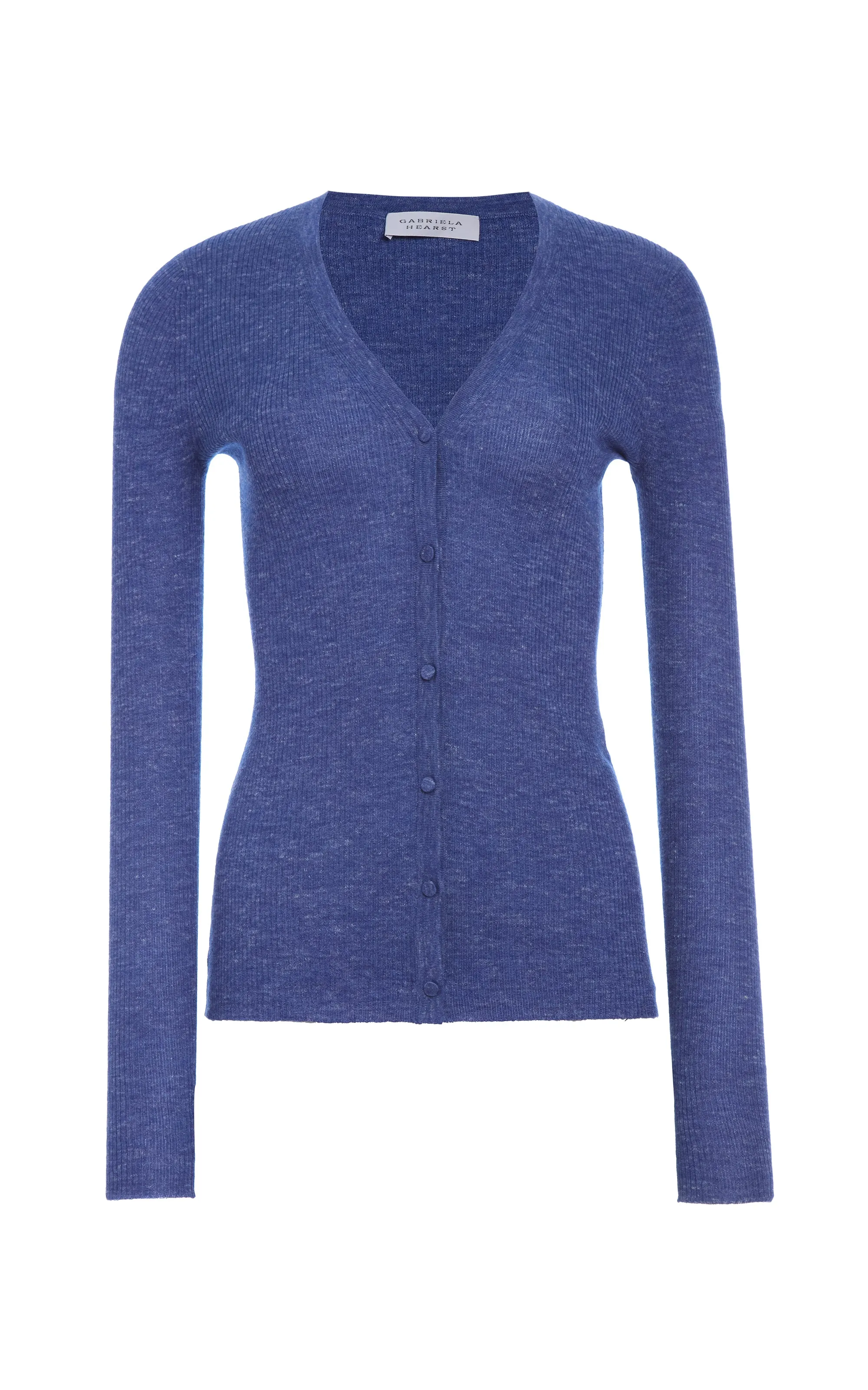 Aiste Knit Cardigan in Cobalt Cashmere Silk with Hemp sold by Gabriela Hearst