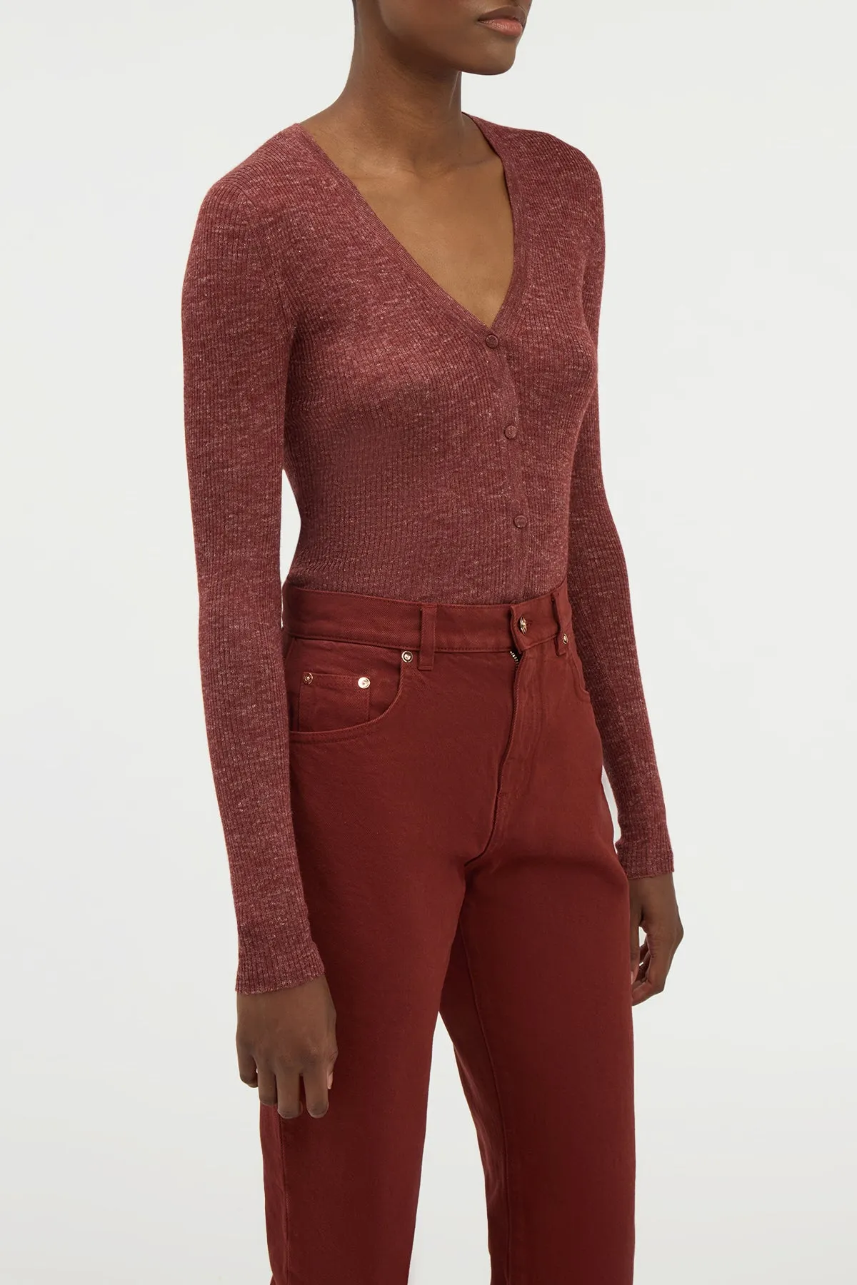 Aiste Knit Cardigan in Burnt Sienna Cashmere Silk with Hemp sold by Gabriela Hearst product image thumbnail 5