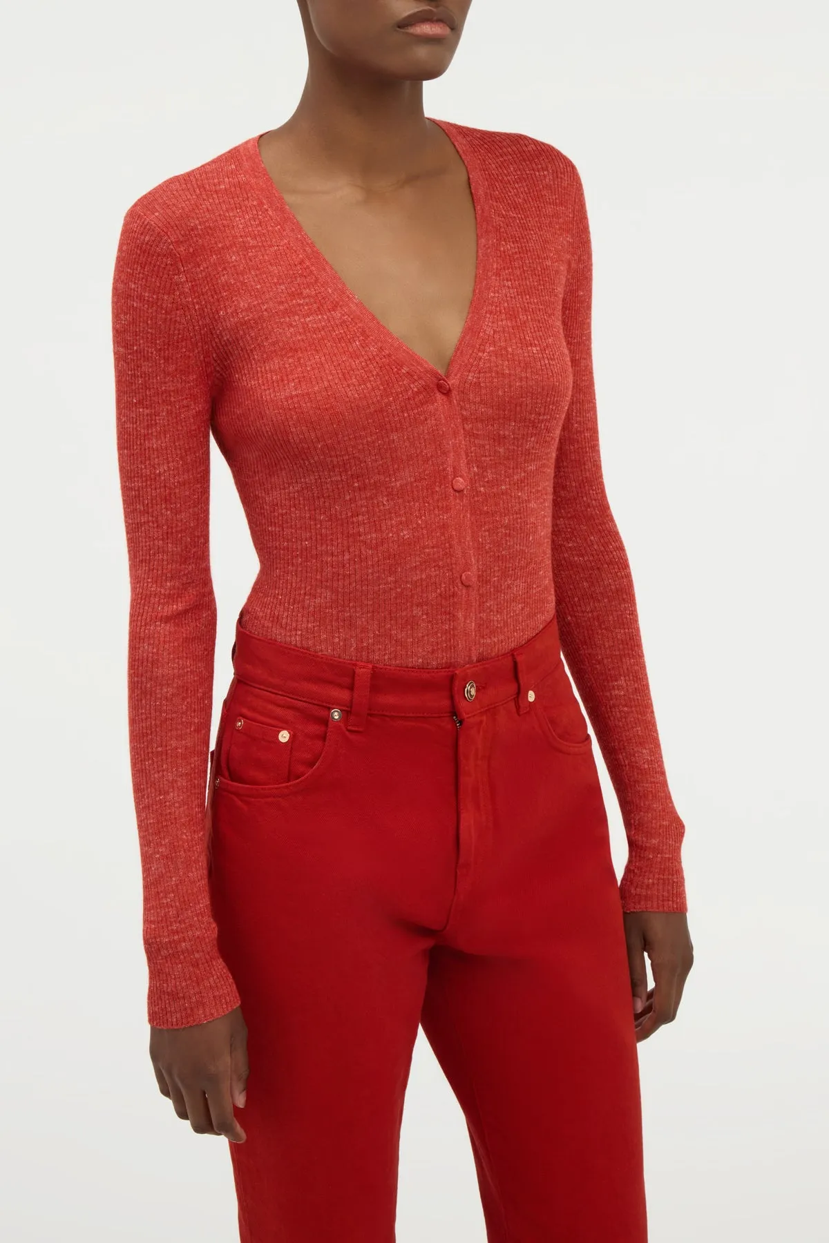 Aiste Knit Cardigan in Antelope Orange Cashmere Silk with Hemp sold by Gabriela Hearst product image thumbnail 5