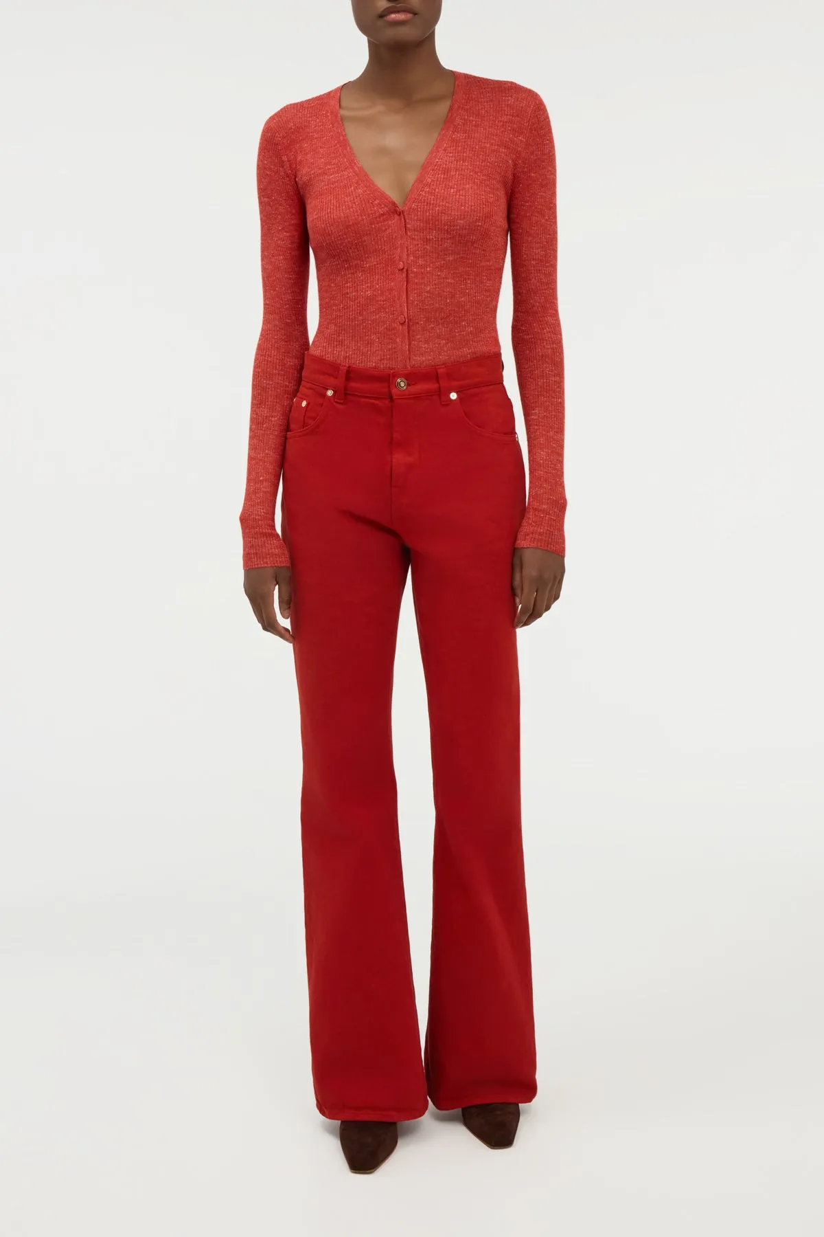 Aiste Knit Cardigan in Antelope Orange Cashmere Silk with Hemp sold by Gabriela Hearst product image thumbnail 2