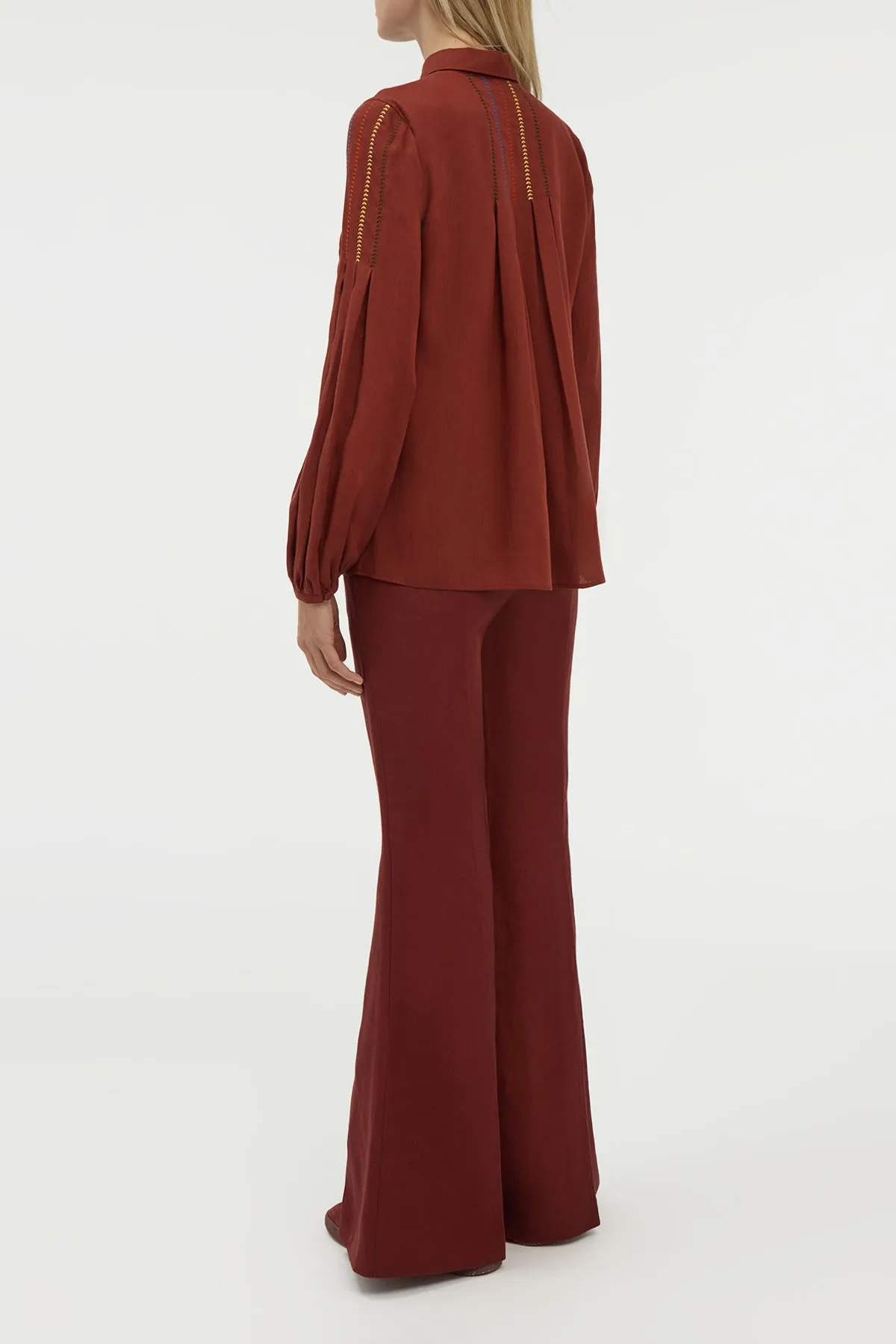 Inga Blouse in Burnt Sienna Multi Aloe Linen sold by Gabriela Hearst product image thumbnail 4