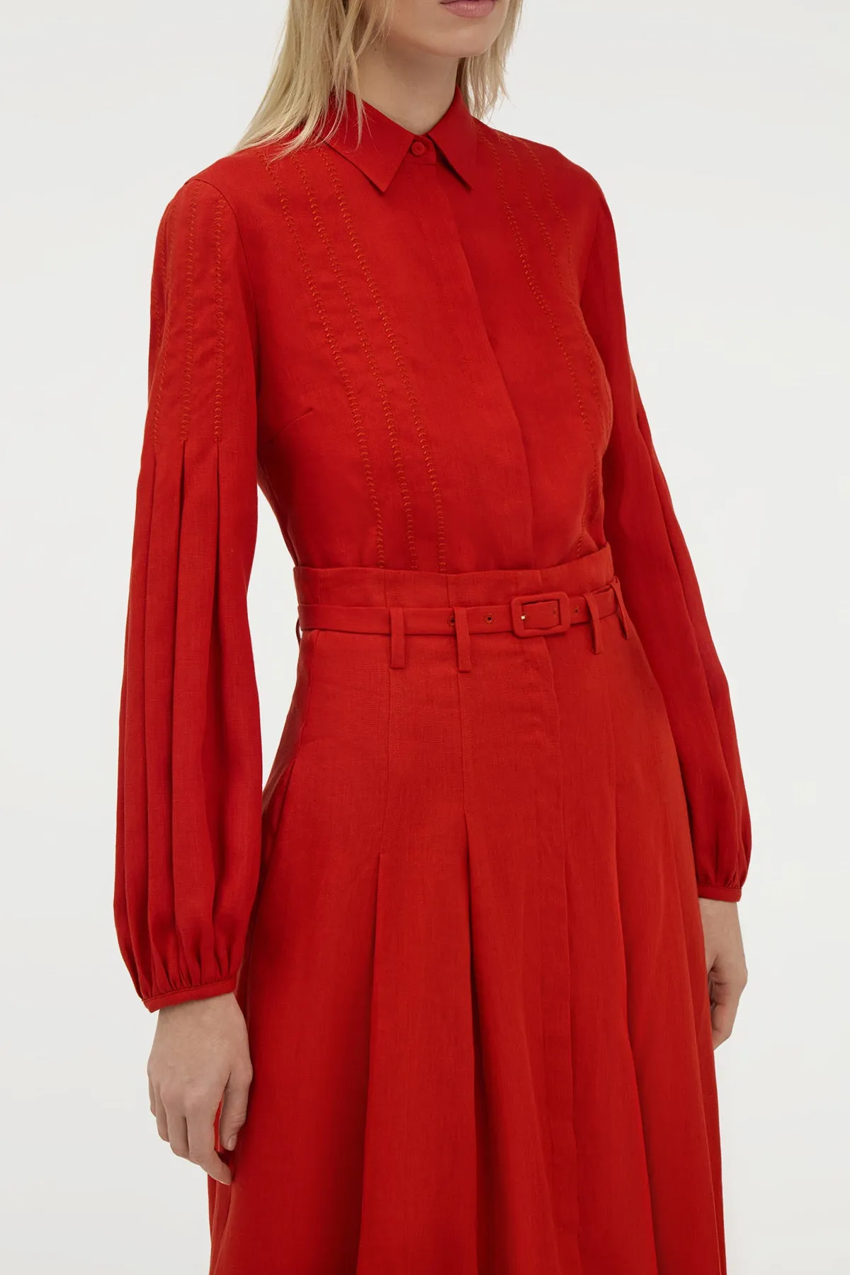 Inga Blouse in Antelope Orange Aloe Linen sold by Gabriela Hearst product image thumbnail 5