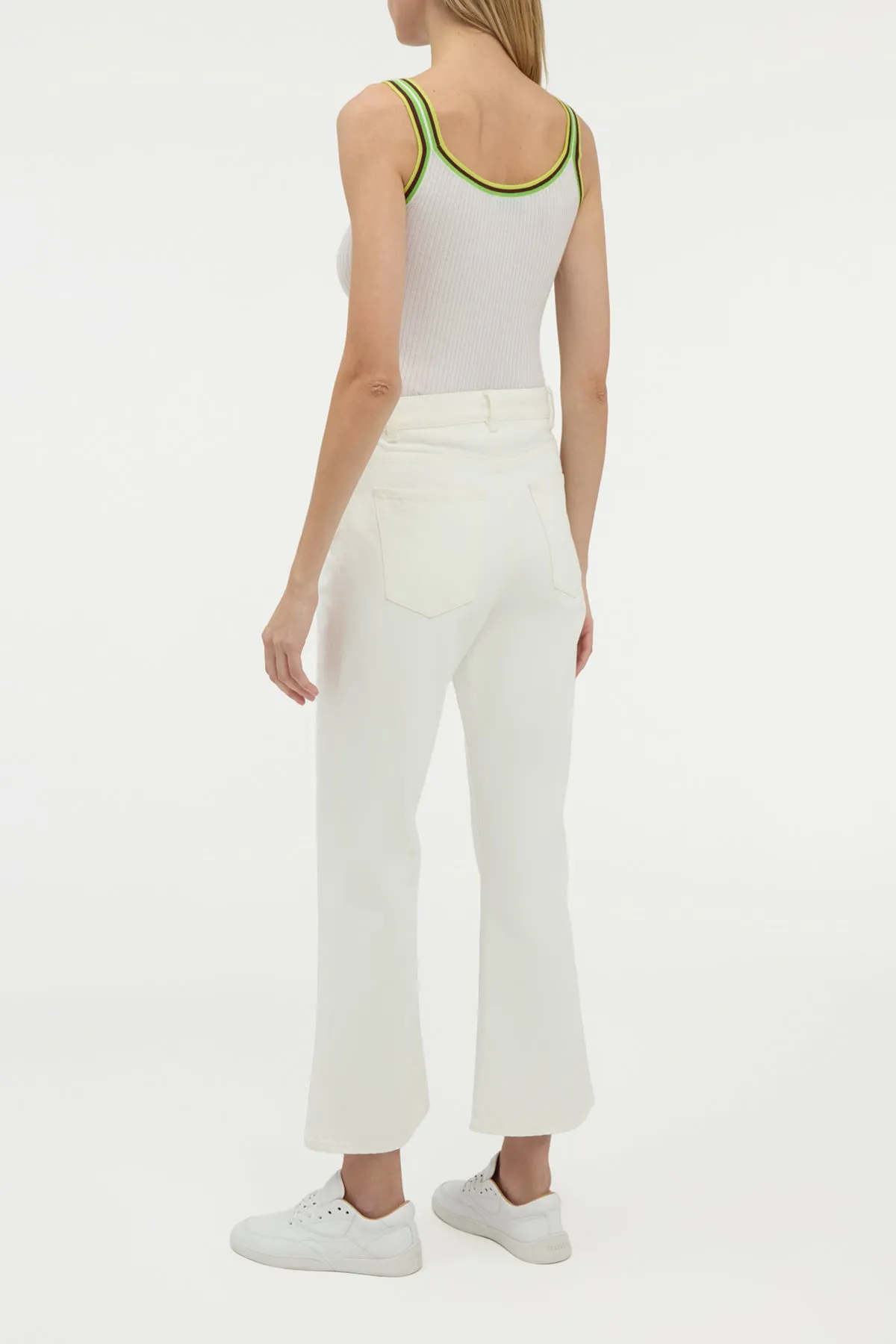 Ezra Bootcut Cropped Jean in White Recycled Cotton Denim sold by Gabriela Hearst product image thumbnail 4