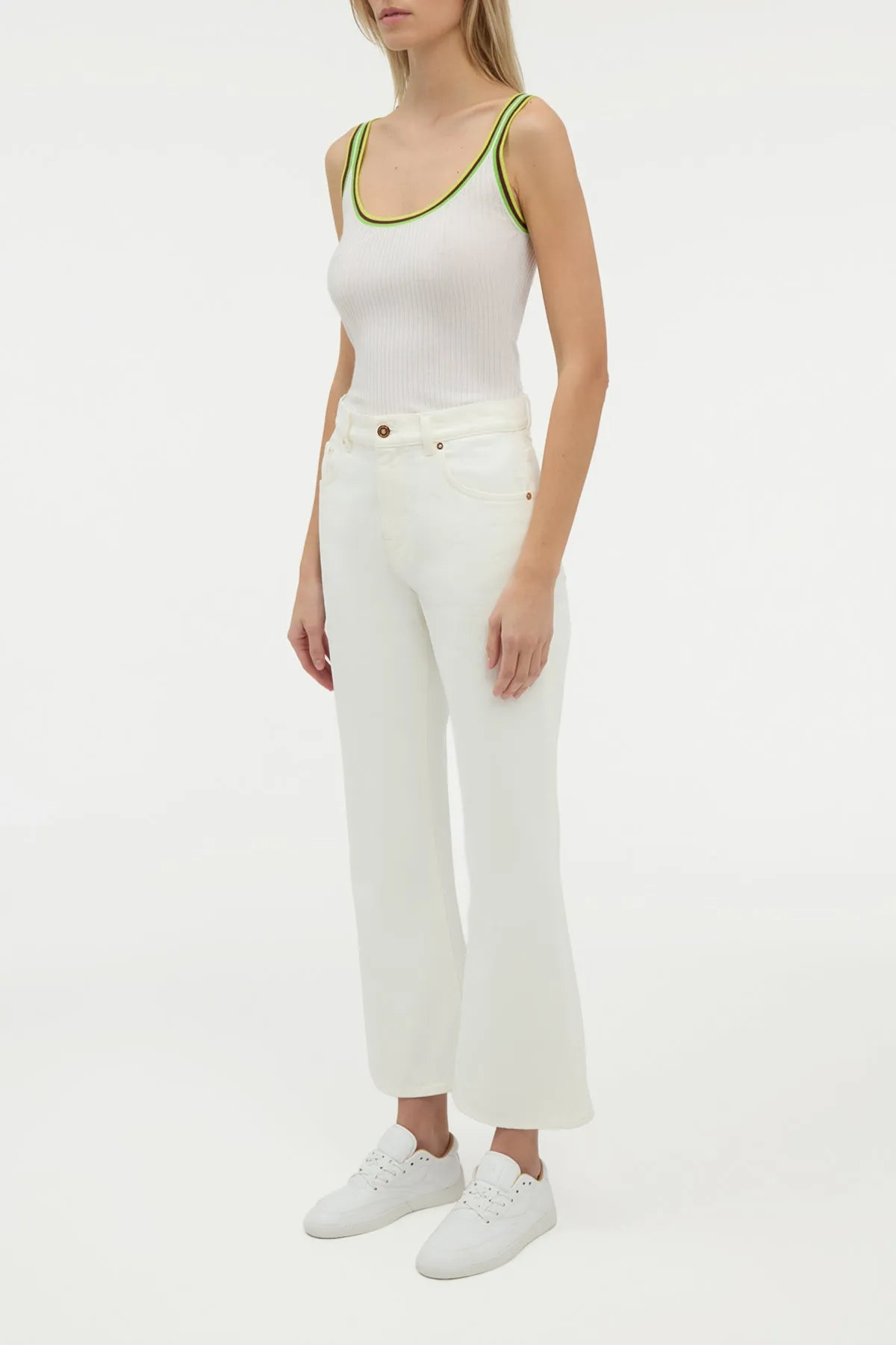 Ezra Bootcut Cropped Jean in White Recycled Cotton Denim sold by Gabriela Hearst product image thumbnail 3