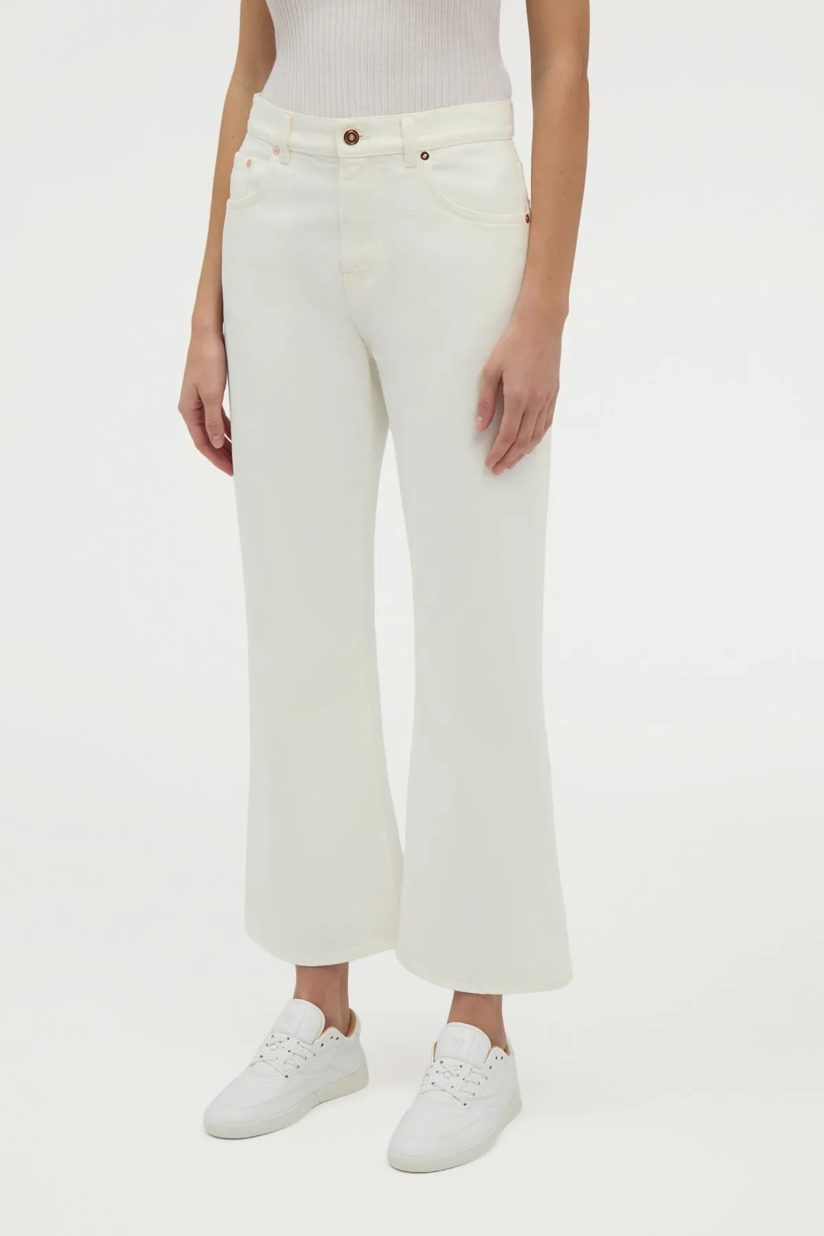 Ezra Bootcut Cropped Jean in White Recycled Cotton Denim sold by Gabriela Hearst product image thumbnail 5