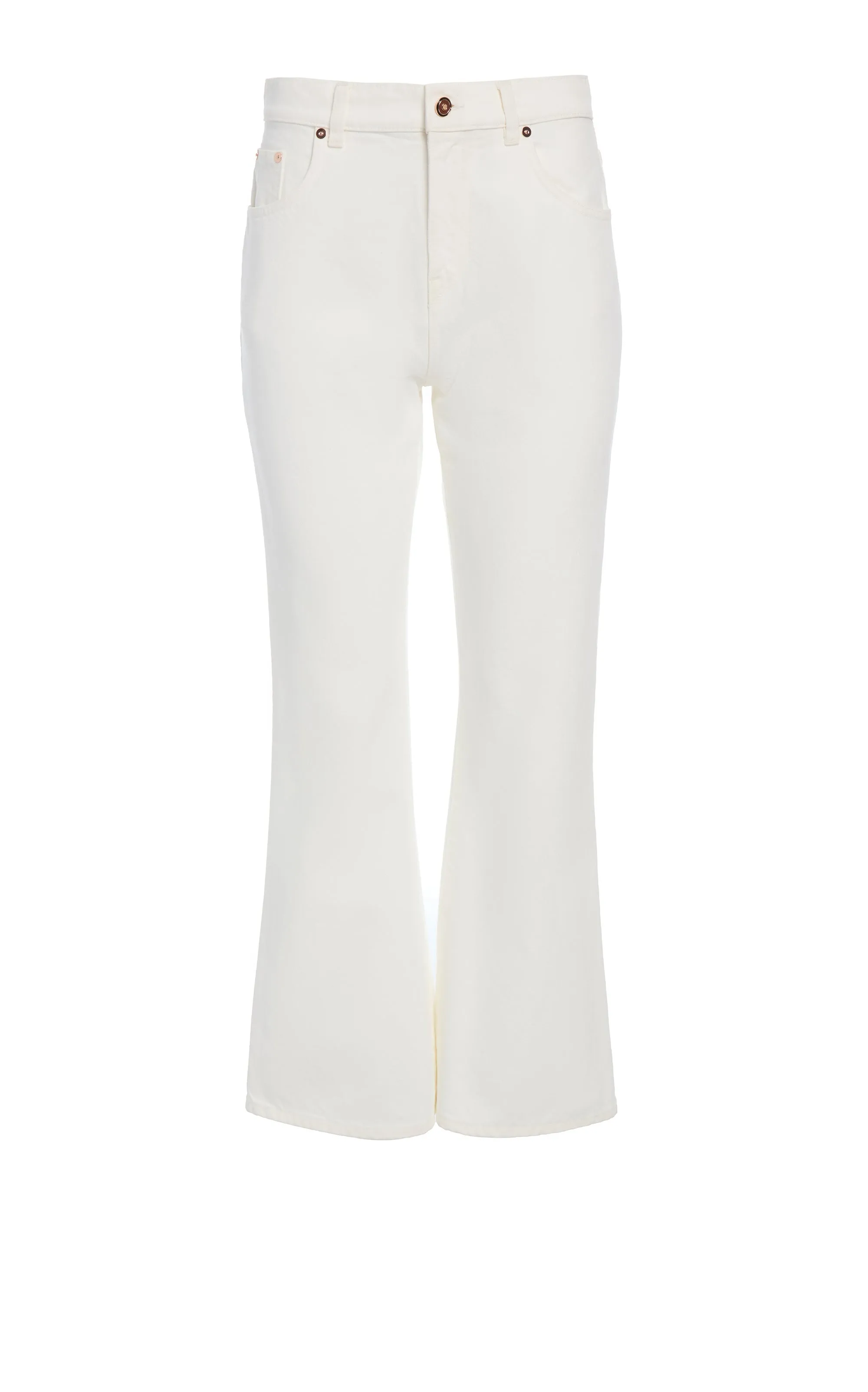 Ezra Bootcut Cropped Jean in White Recycled Cotton Denim sold by Gabriela Hearst